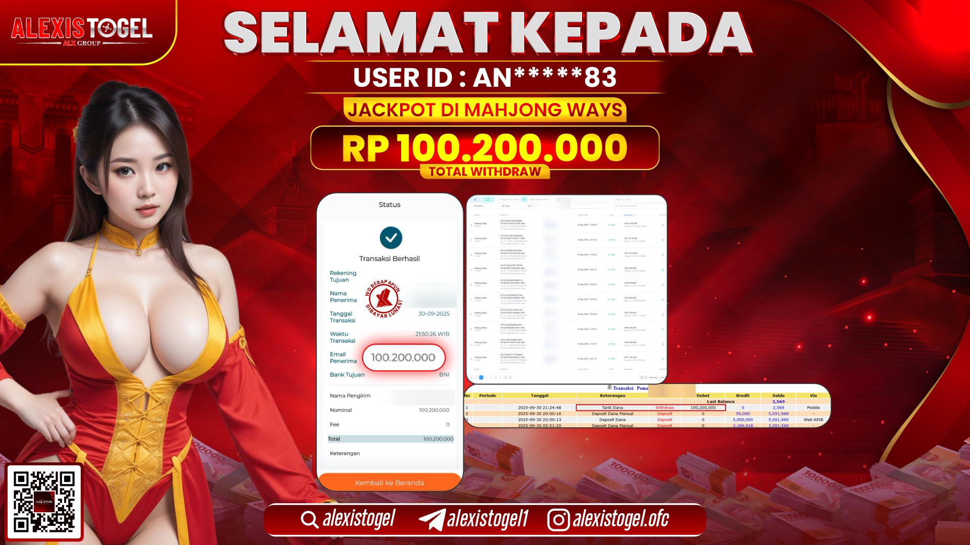 ALEXISTOGEL di SLOT MAHJONG WAYS RP.100.200.000, LUNAS