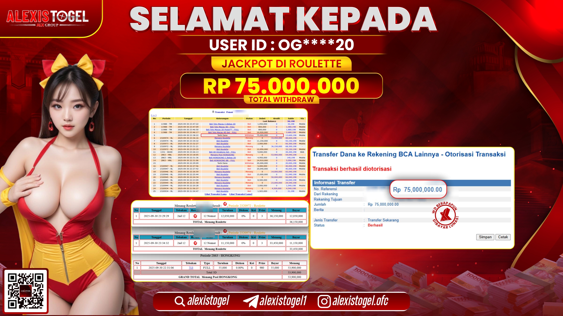 ALEXISTOGEL di CASINO ROULETTE RP.75.000.000, LUNAS