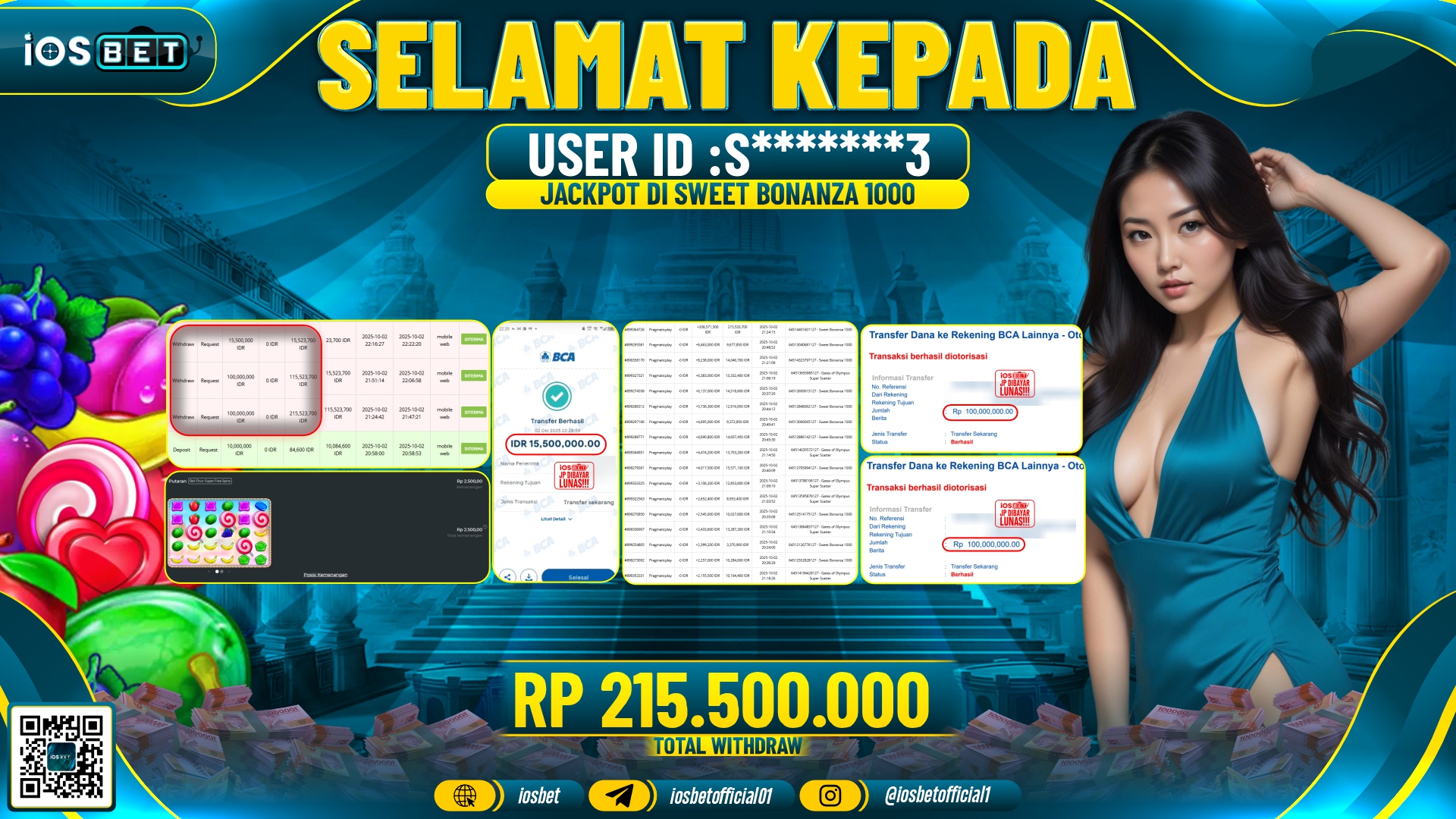 Bukti Pembayaran LUNAS SLOT GAME GACOR Rp.215.500.000