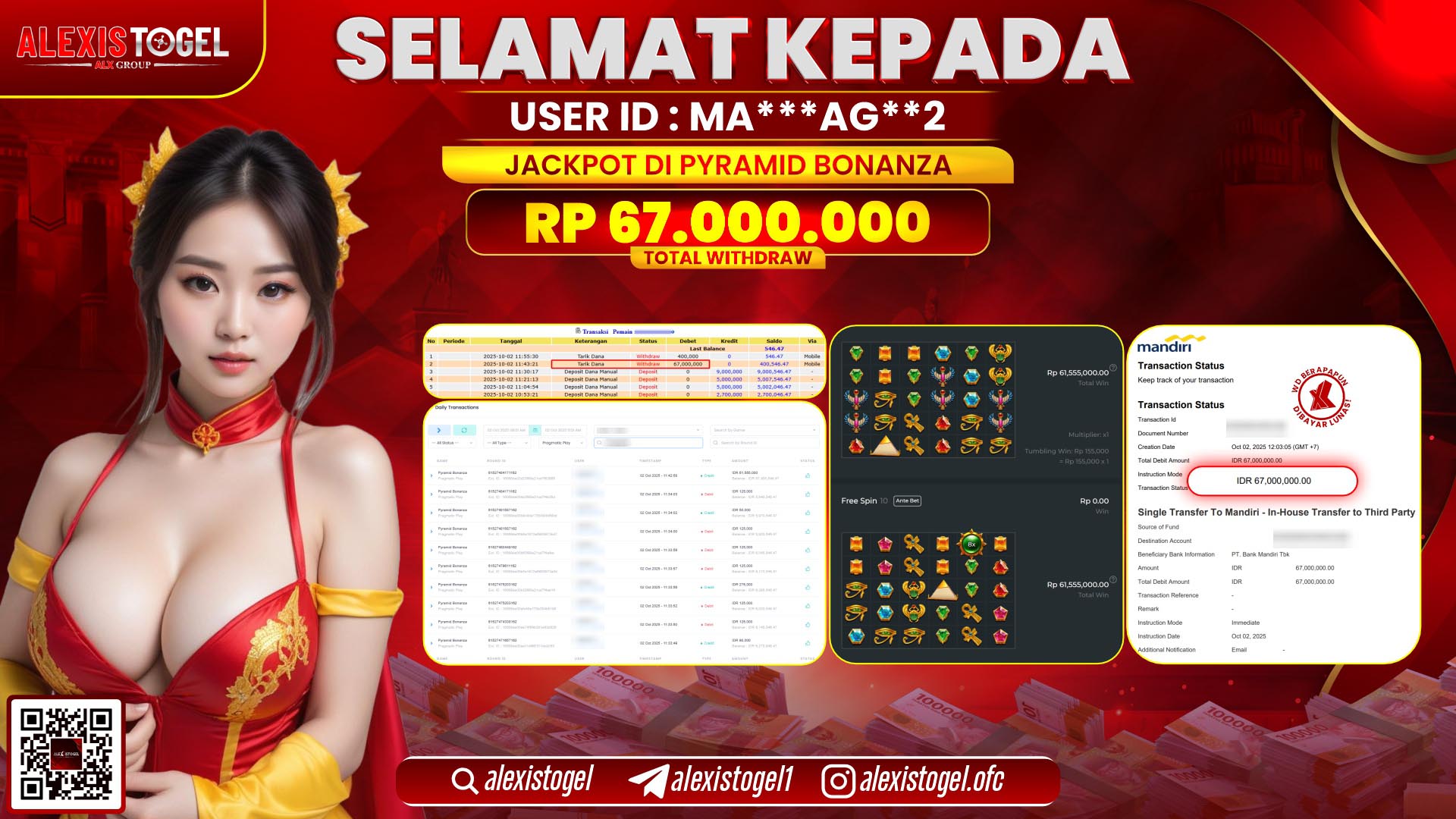 ALEXISTOGEL di SLOT PYRAMID BONANZA RP.67.000.000, LUNAS