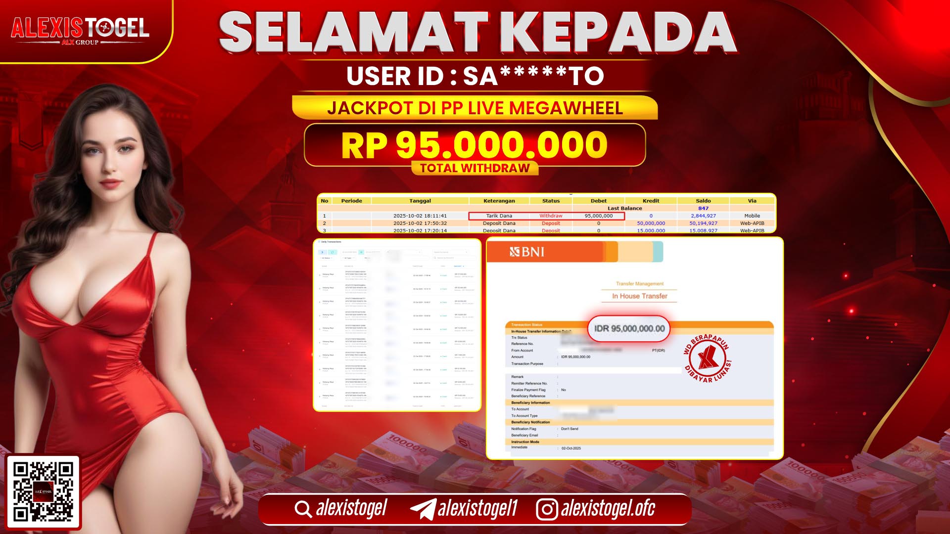 ALEXISTOGEL di PP LIVE MEGAWHEEL RP.95.000.000, LUNAS