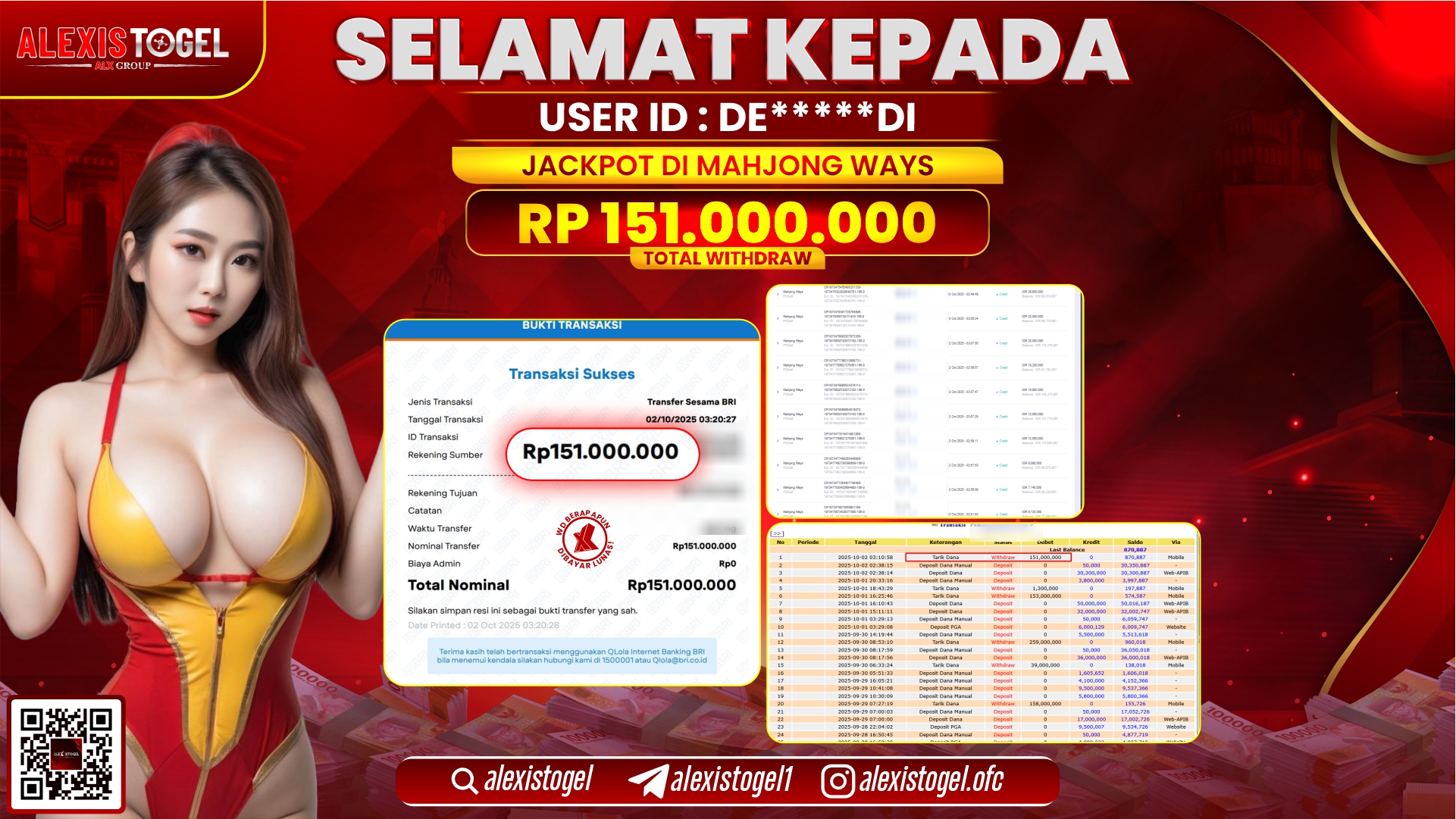 ALEXISTOGEL di SLOT MAHJONG WAYS RP.151.000.000, LUNAS