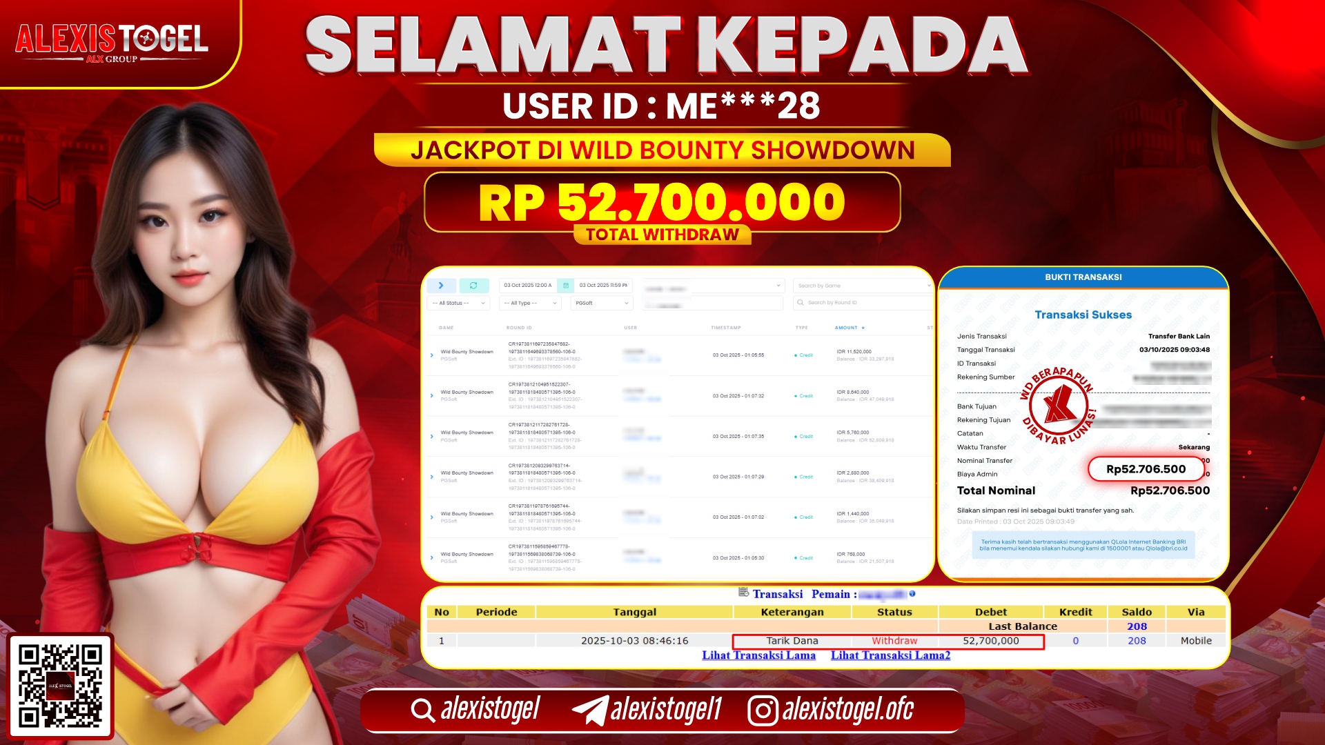 ALEXISTOGEL di SLOT WILD BOUNTY SHOWDOWN RP.52.700.000, LUNAS