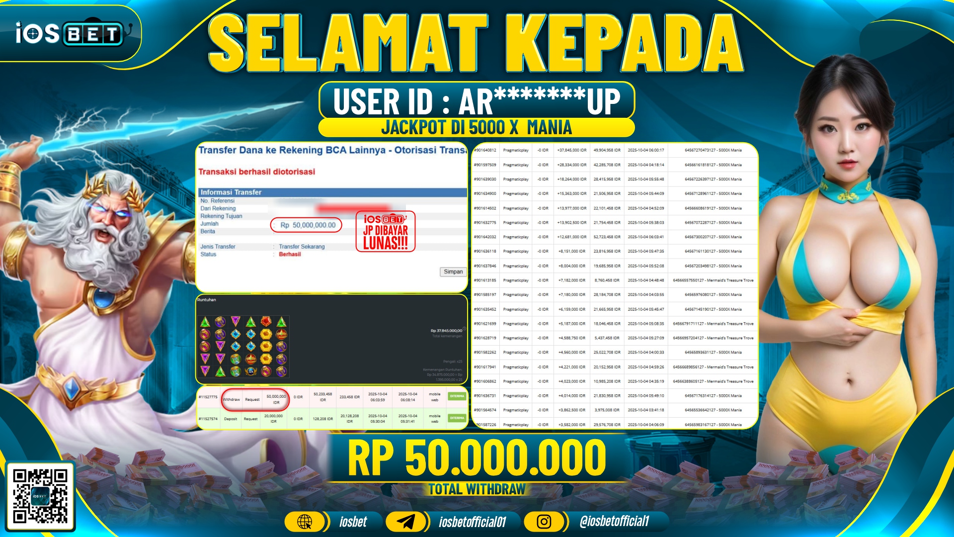 Bukti Pembayaran LUNAS SLOT GAME GACOR Rp.50.000.000