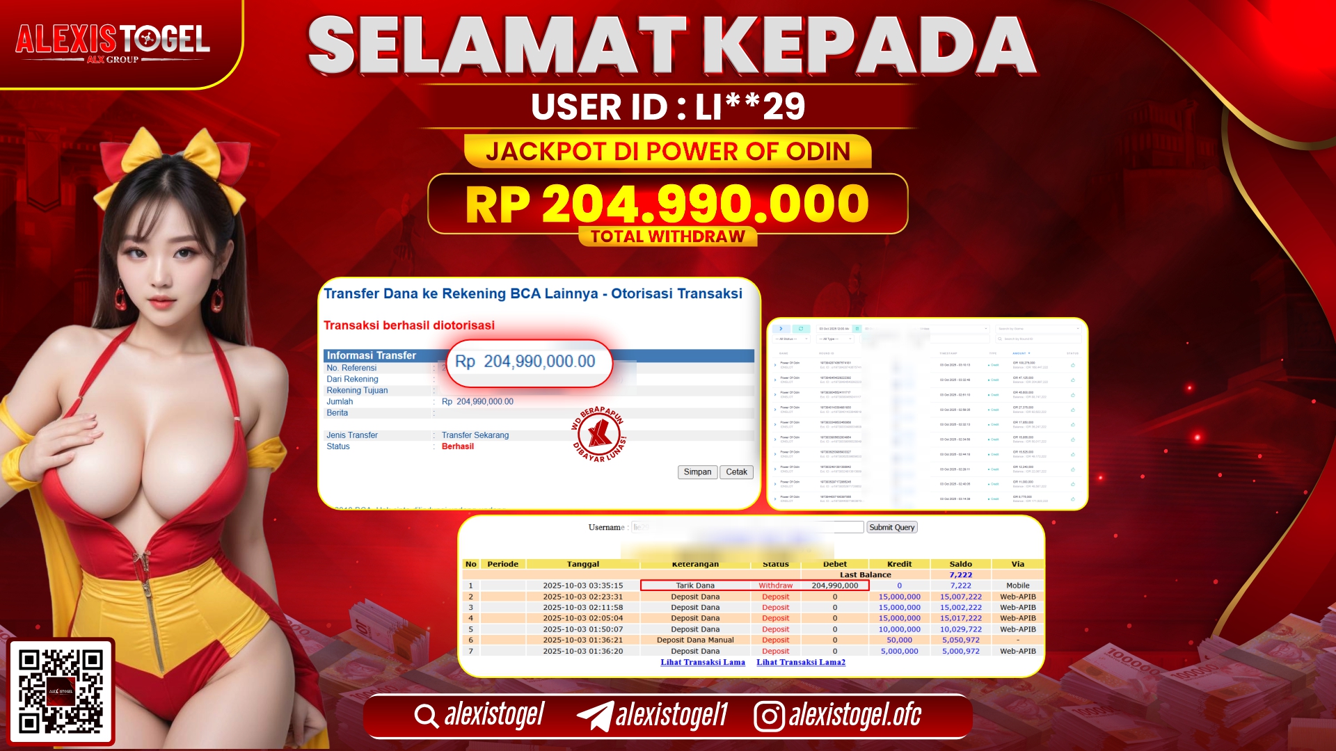 ALEXISTOGEL di SLOT POWER OF ODIN RP.204.990.000, LUNAS