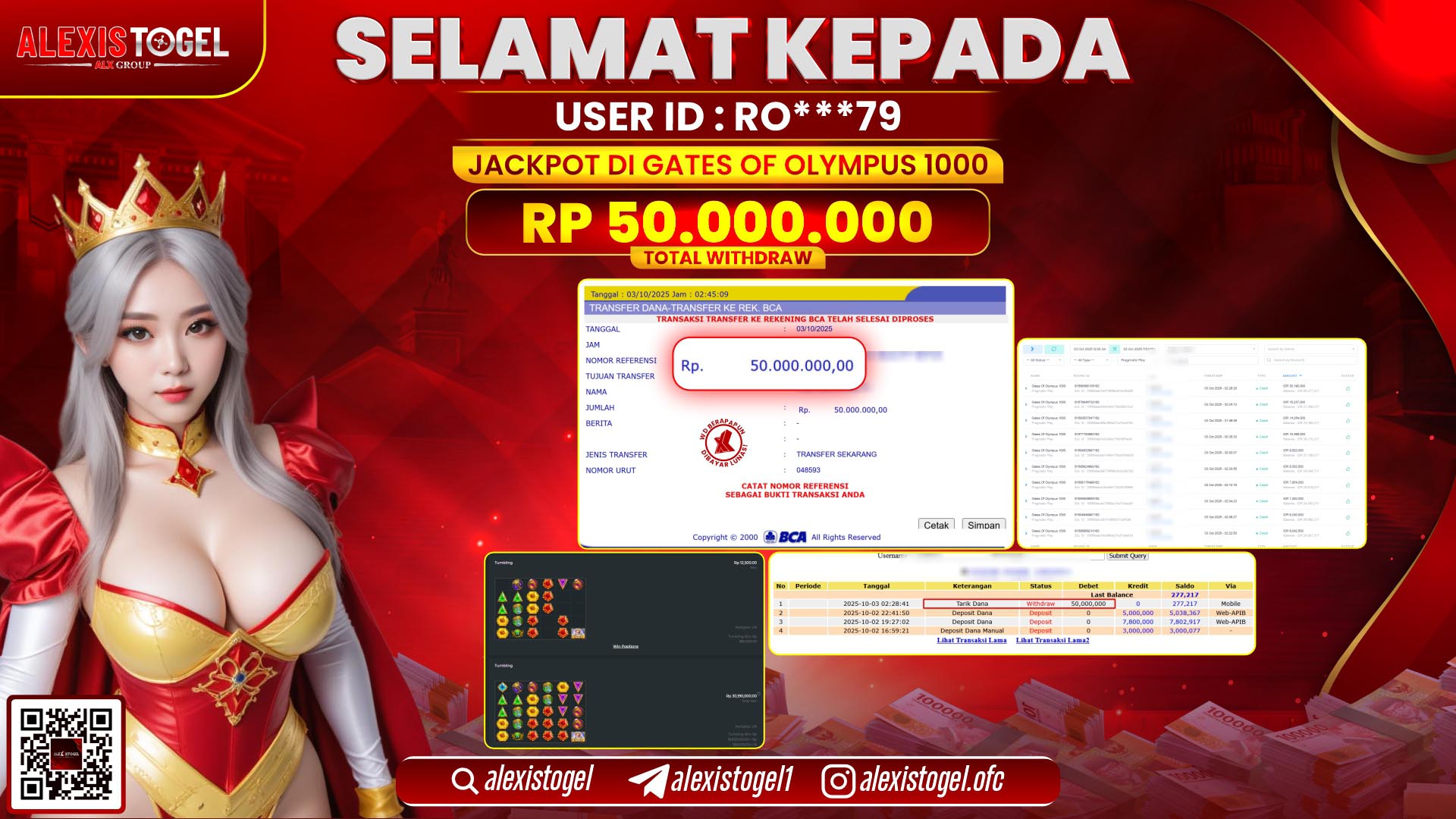 ALEXISTOGEL di SLOT GATES OF OLYMPUS 1000 RP.50.000.000, LUNAS