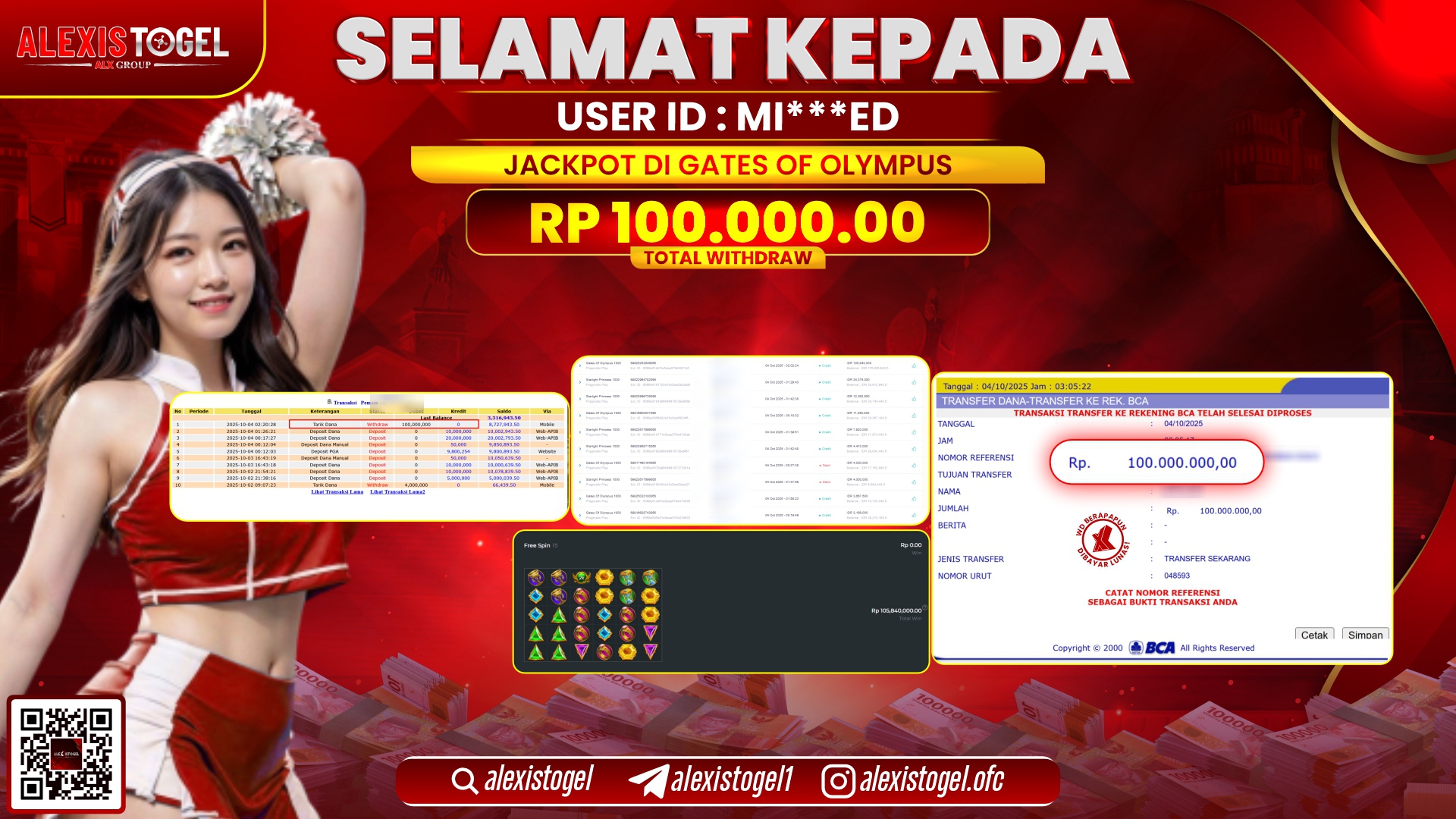 ALEXISTOGEL di SLOT GATES OF OLYMPUS RP.100.000.000, LUNAS