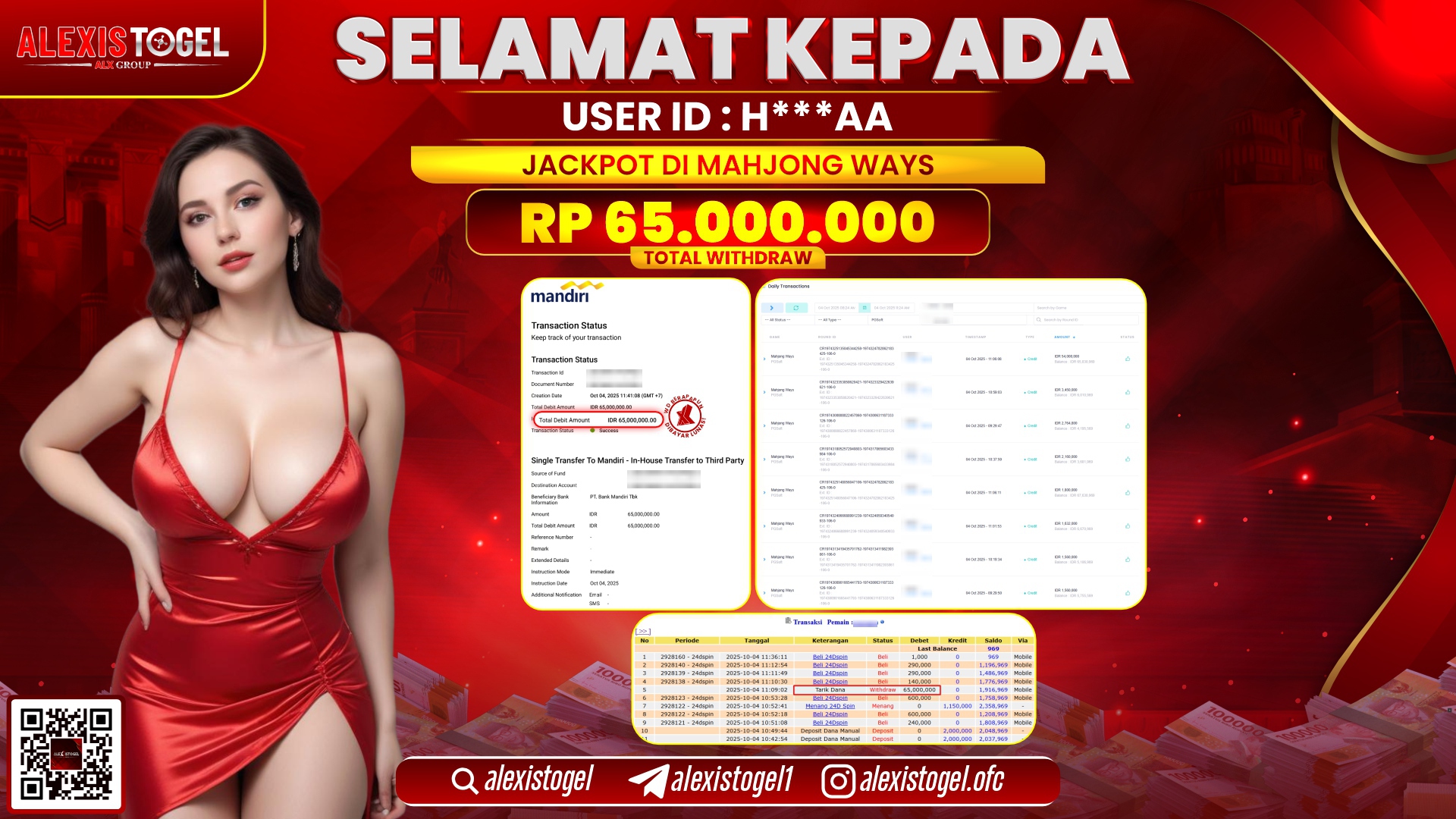 ALEXISTOGEL di SLOT MAHJONG WAYS RP.65.000.000, LUNAS
