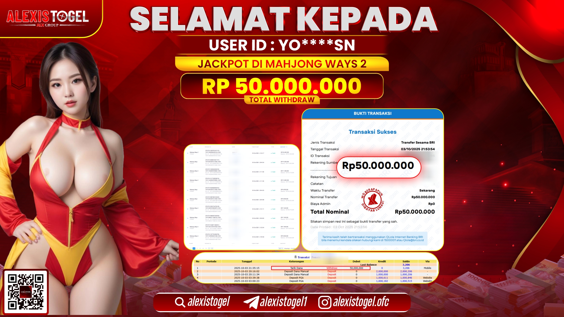 ALEXISTOGEL di SLOT MAHJONG WAYS 2 RP.50.000.000, LUNAS