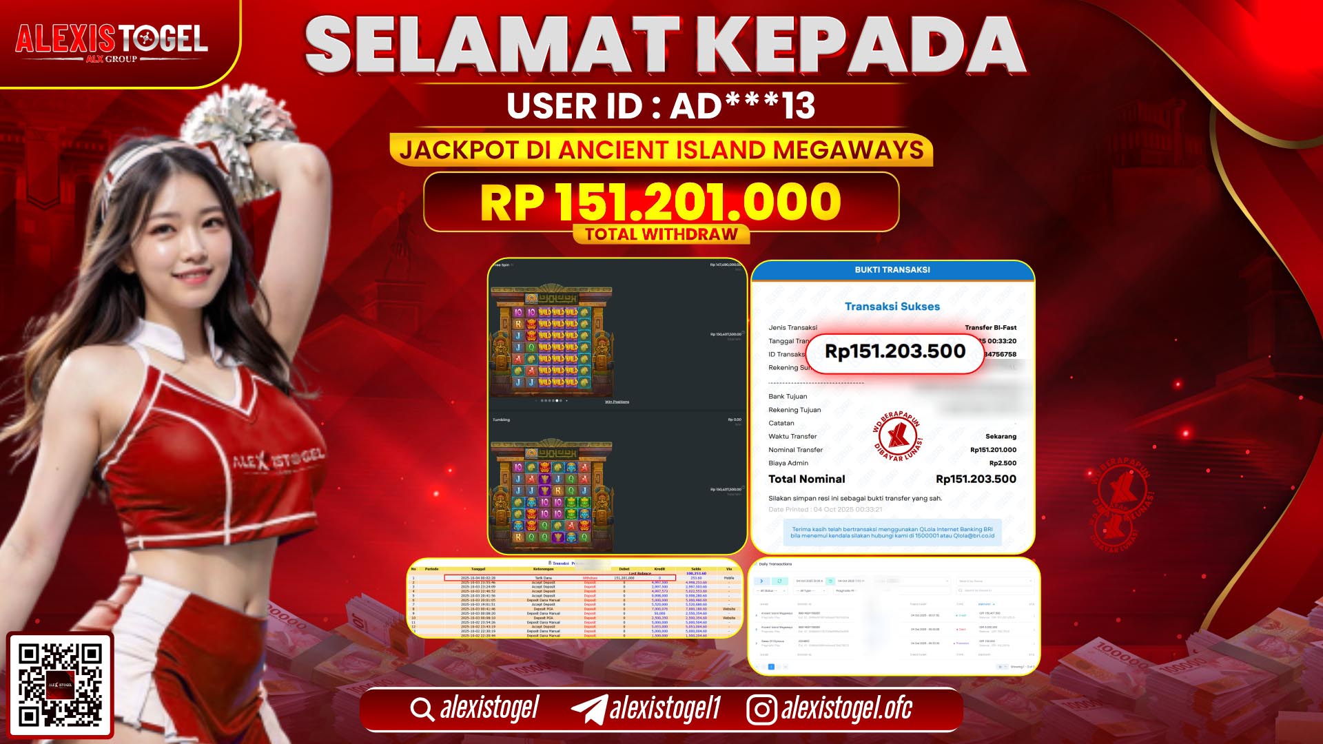 ALEXISTOGEL di SLOT ANCIENT ISLAND MEGAWAYS RP.151.201.000, LUNAS