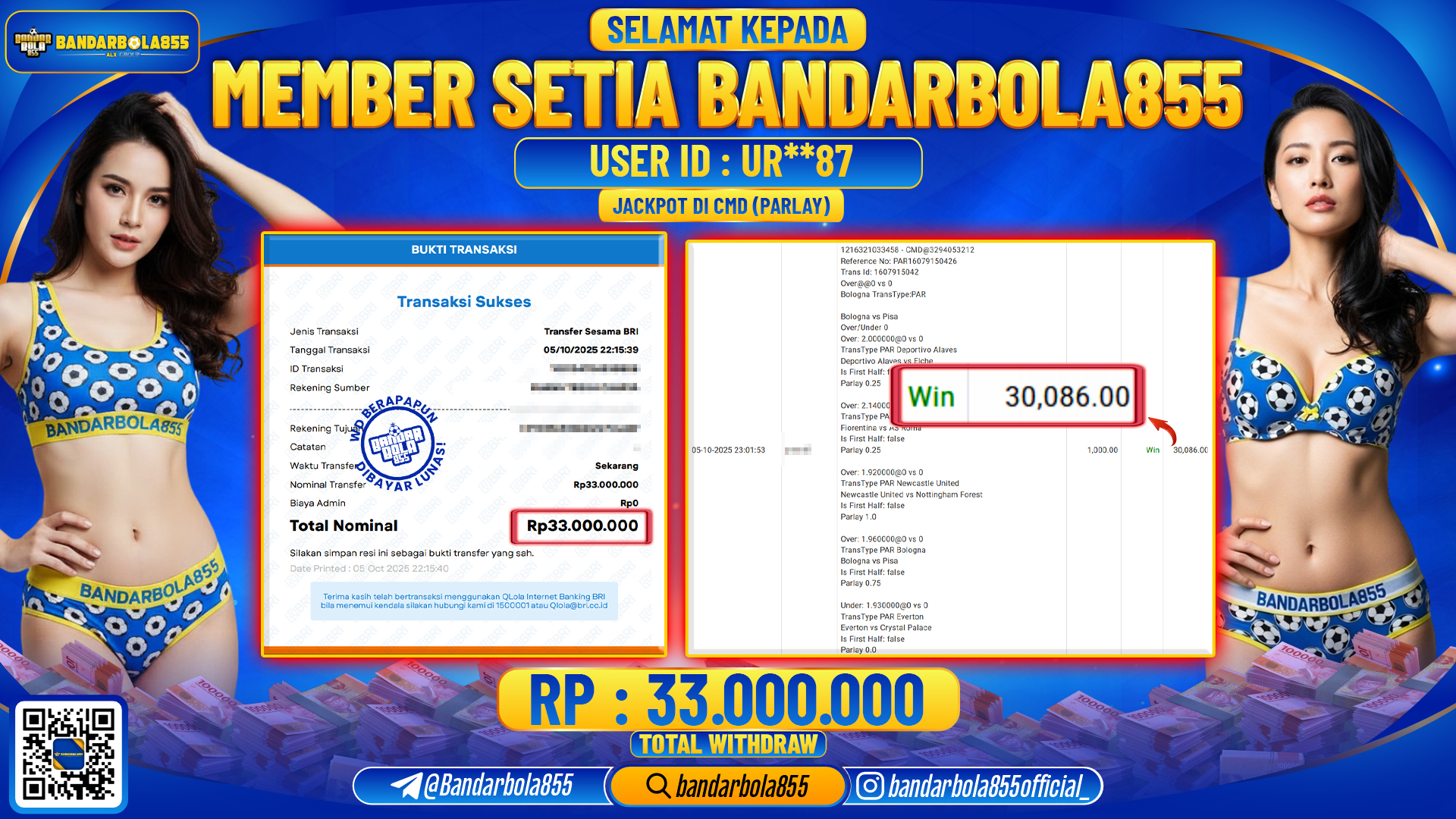 🎖 JACKPOT BANDARBOLA855 di CMD (PARLAY) Rp33.000.000 🎖