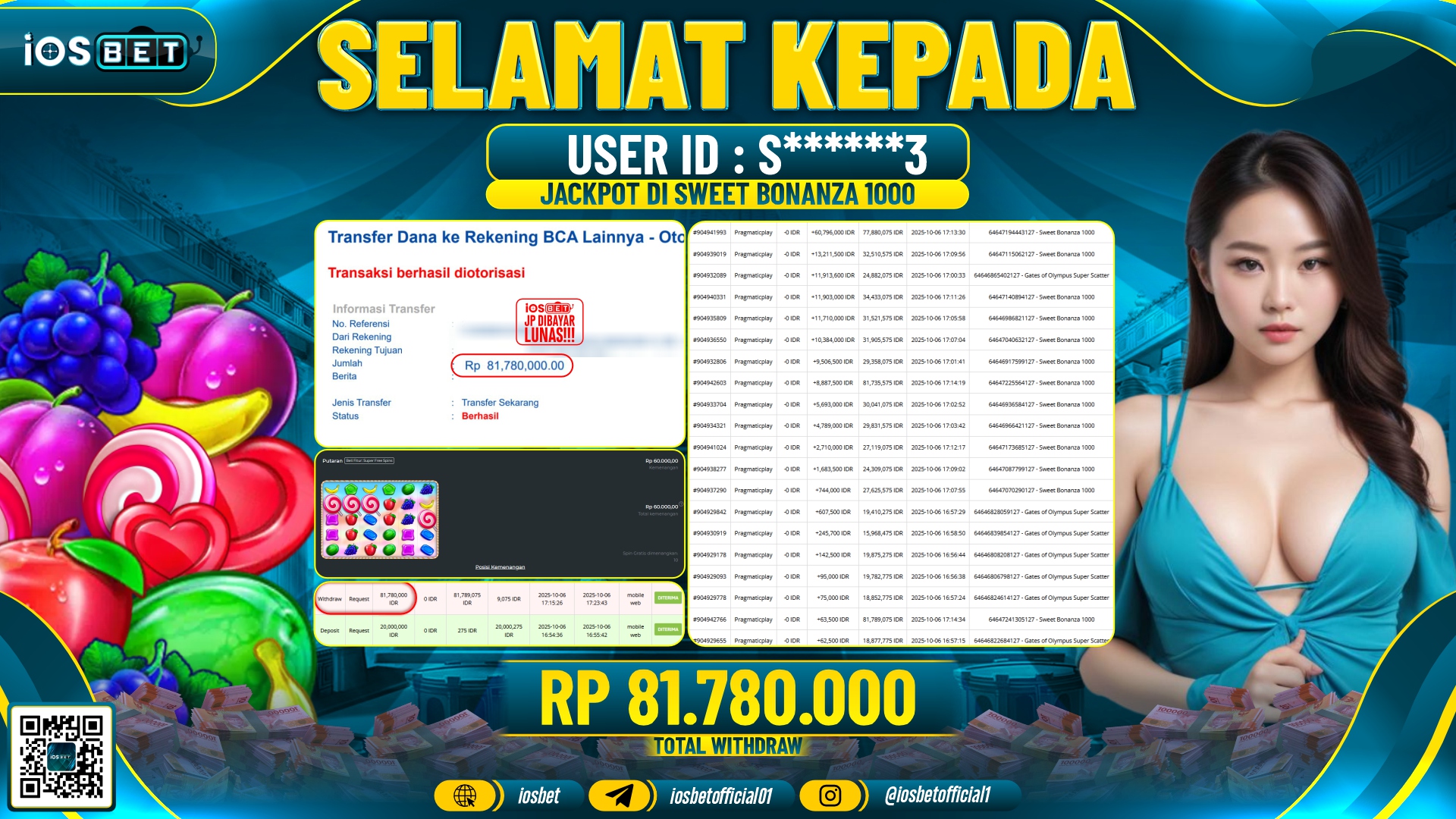 Bukti Pembayaran LUNAS SLOT GAME GACOR  Rp.81.780.000
