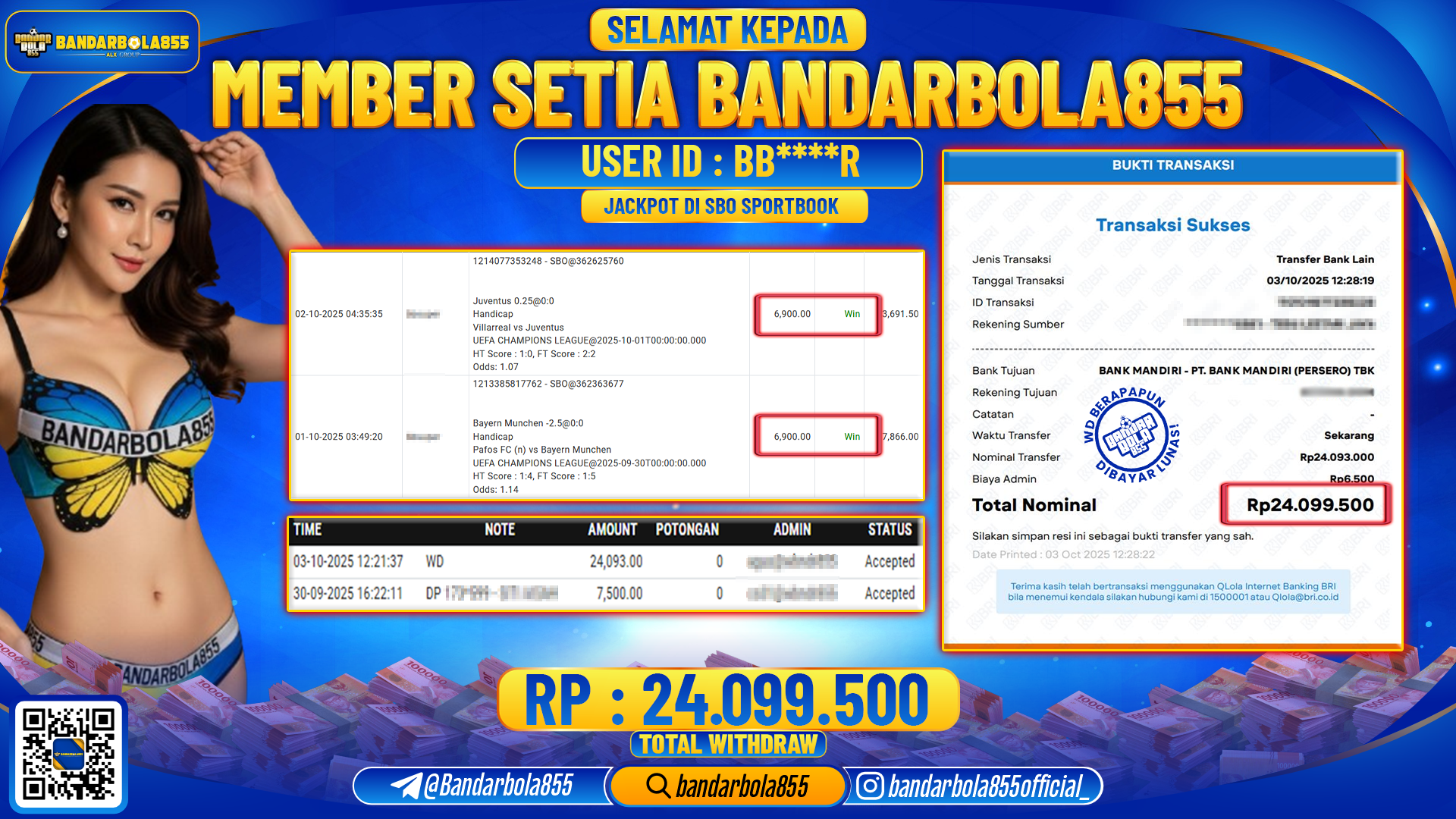 🎖 JACKPOT BANDARBOLA855 di SBO SPORTBOOK Rp24.099.500 🎖