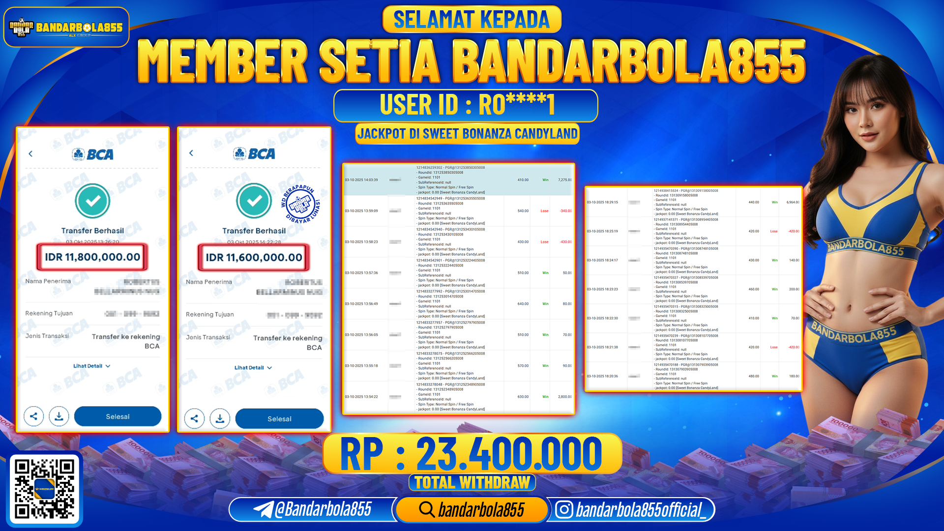 🎖 JACKPOT BANDARBOLA855 di SWEET BONANZA CANDYLAND Rp23.400.000 🎖