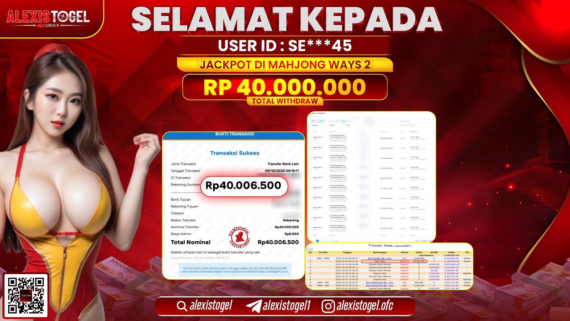 ALEXISTOGEL di SLOT MAHJONG WAYS 2 RP.40.000.000, LUNAS