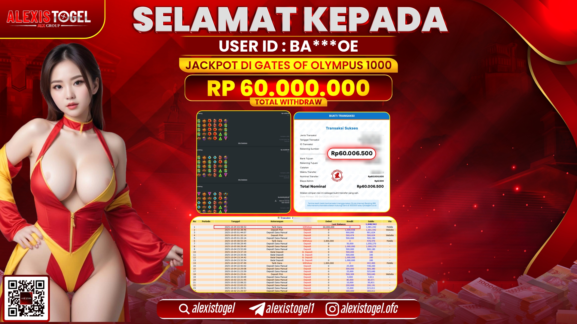 ALEXISTOGEL di SLOT GATES OF OLYMPUS 1000 RP.60.000.000, LUNAS