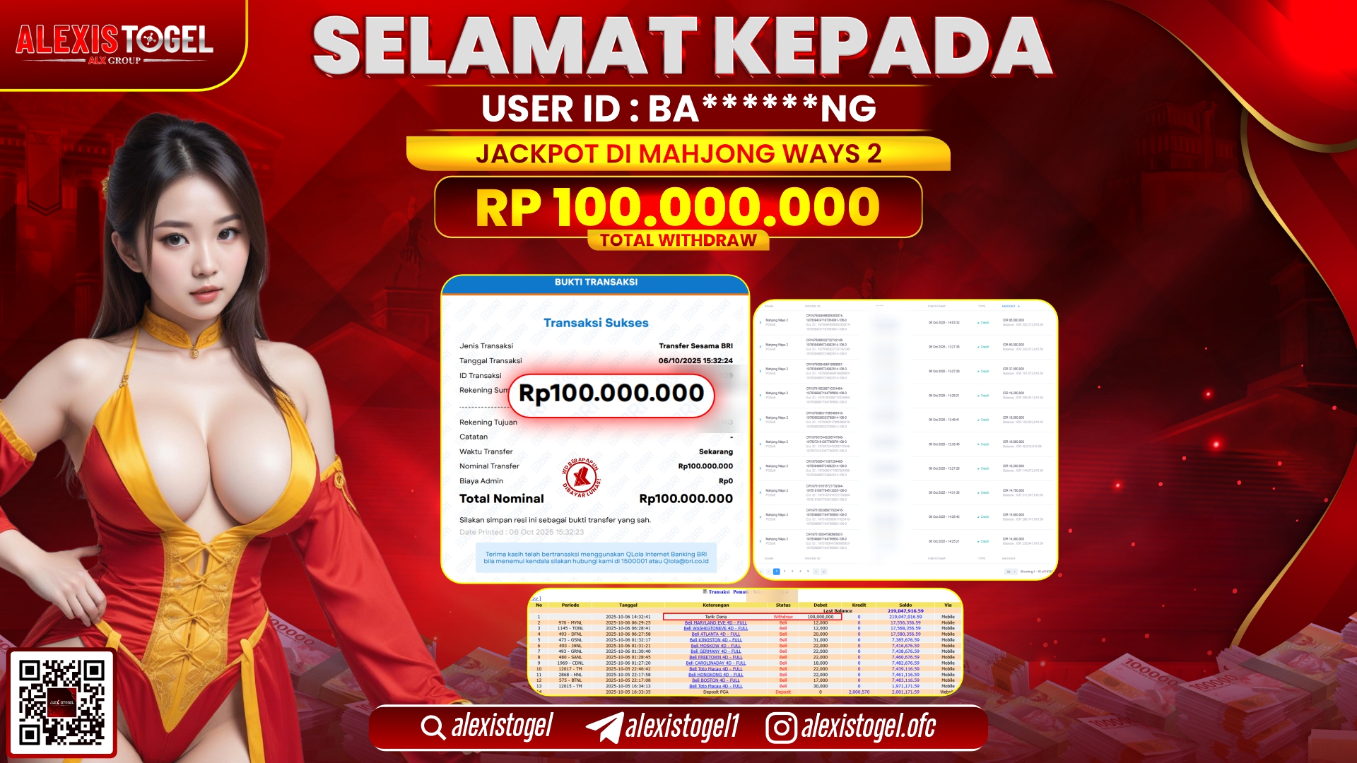 ALEXISTOGEL di SLOT MAHJONG WAYS 2 RP.100.000.000, LUNAS