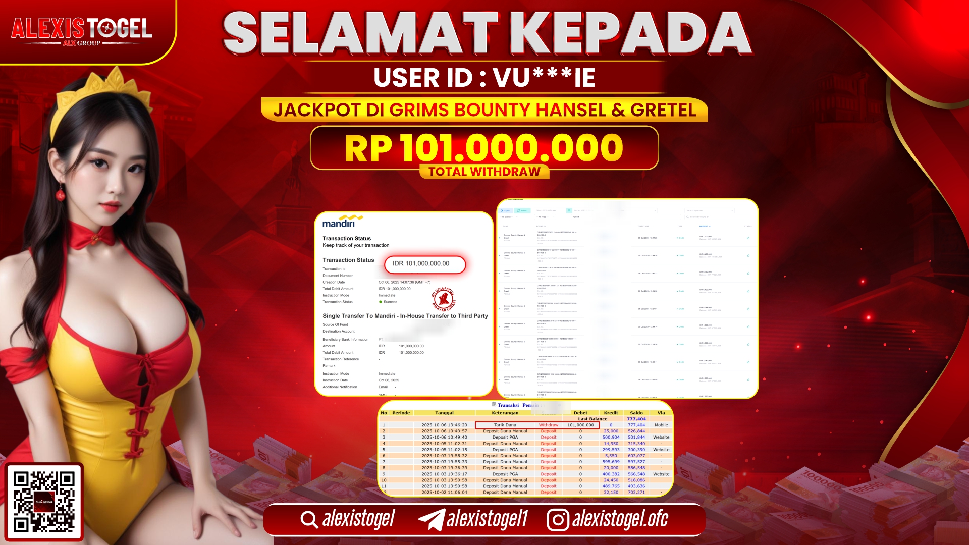 ALEXISTOGEL di SLOT GRIMS BOUNTY HANSEL & GRETEL RP.101.000.000, LUNAS