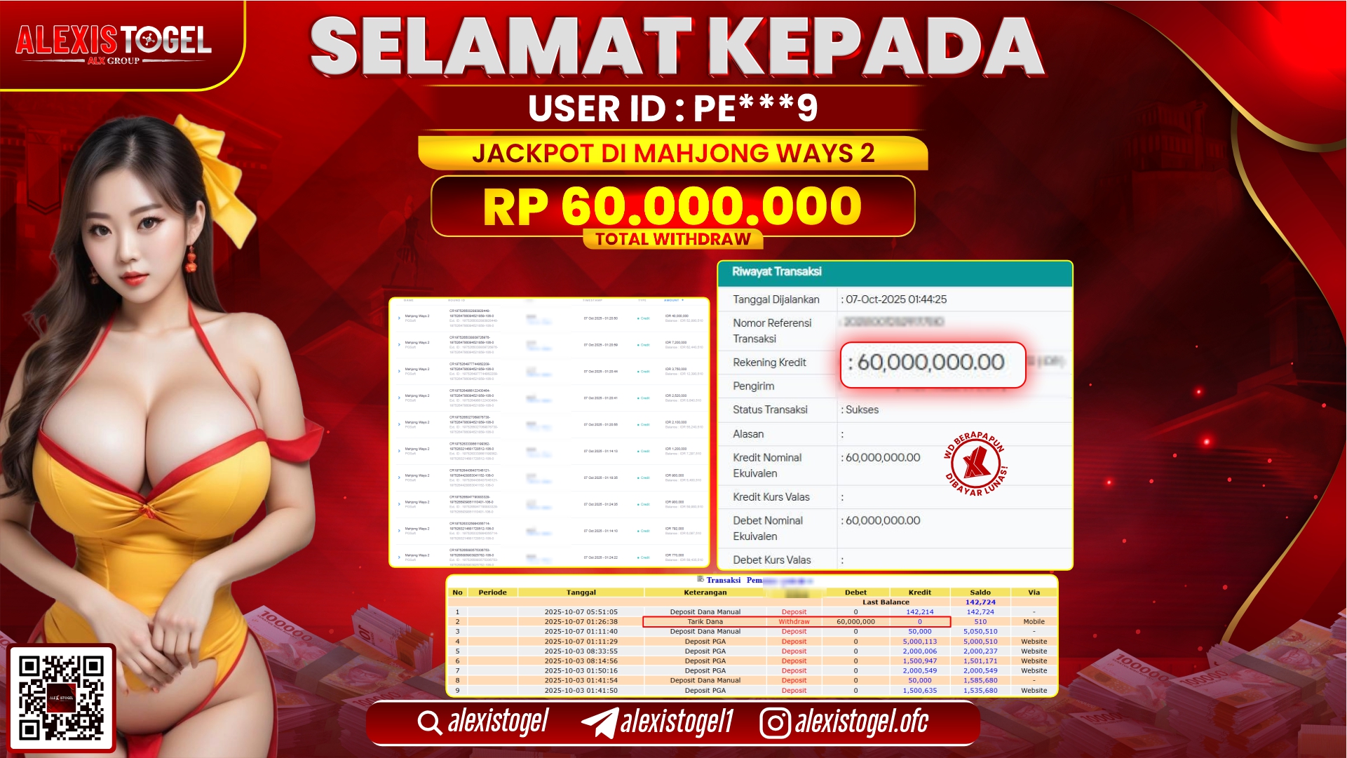 ALEXISTOGEL di SLOT MAHJONG WAYS 2 RP.60.000.000, LUNAS