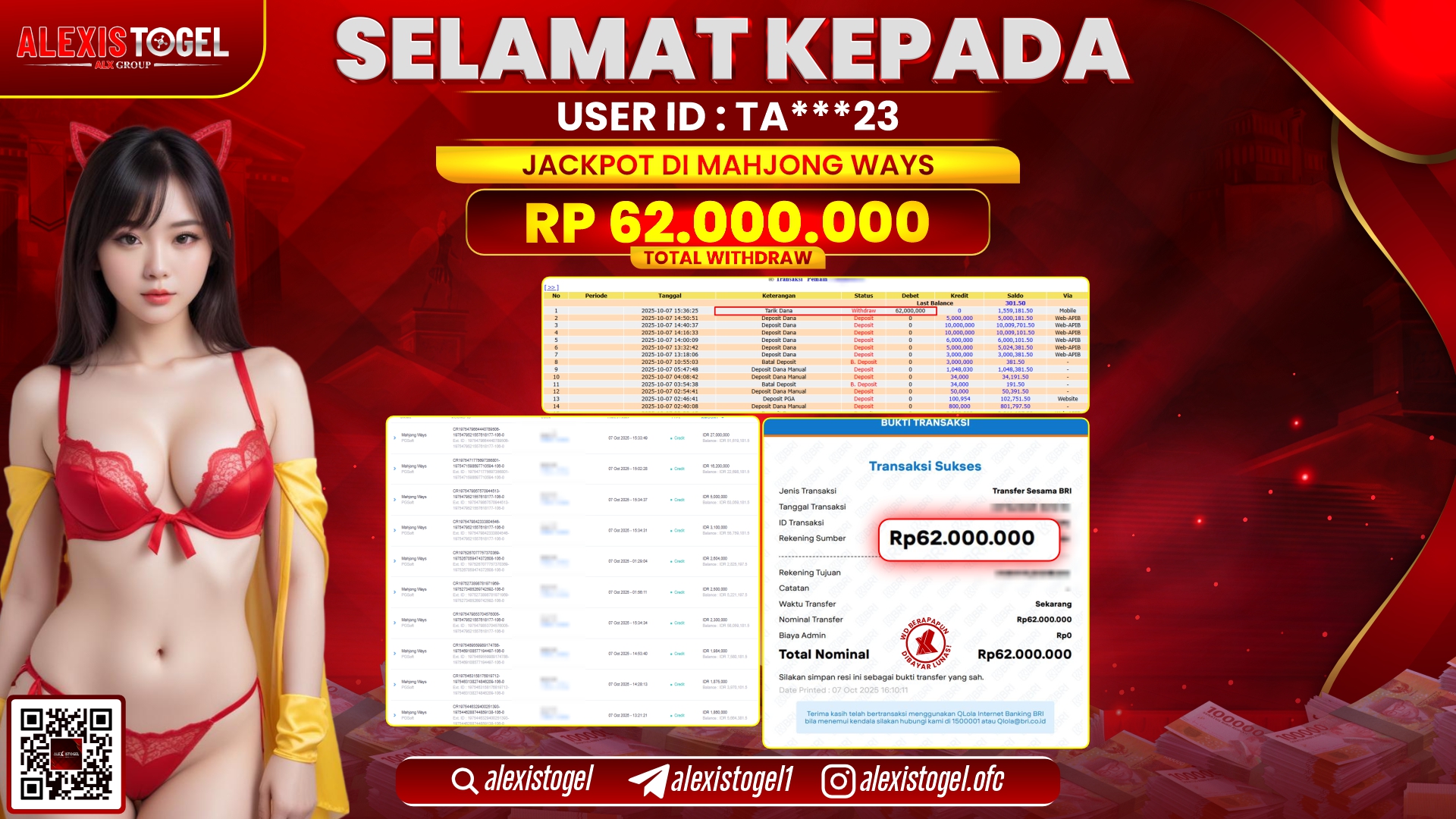 ALEXISTOGEL di SLOT MAHJONG WAYS RP.62.000.000, LUNAS