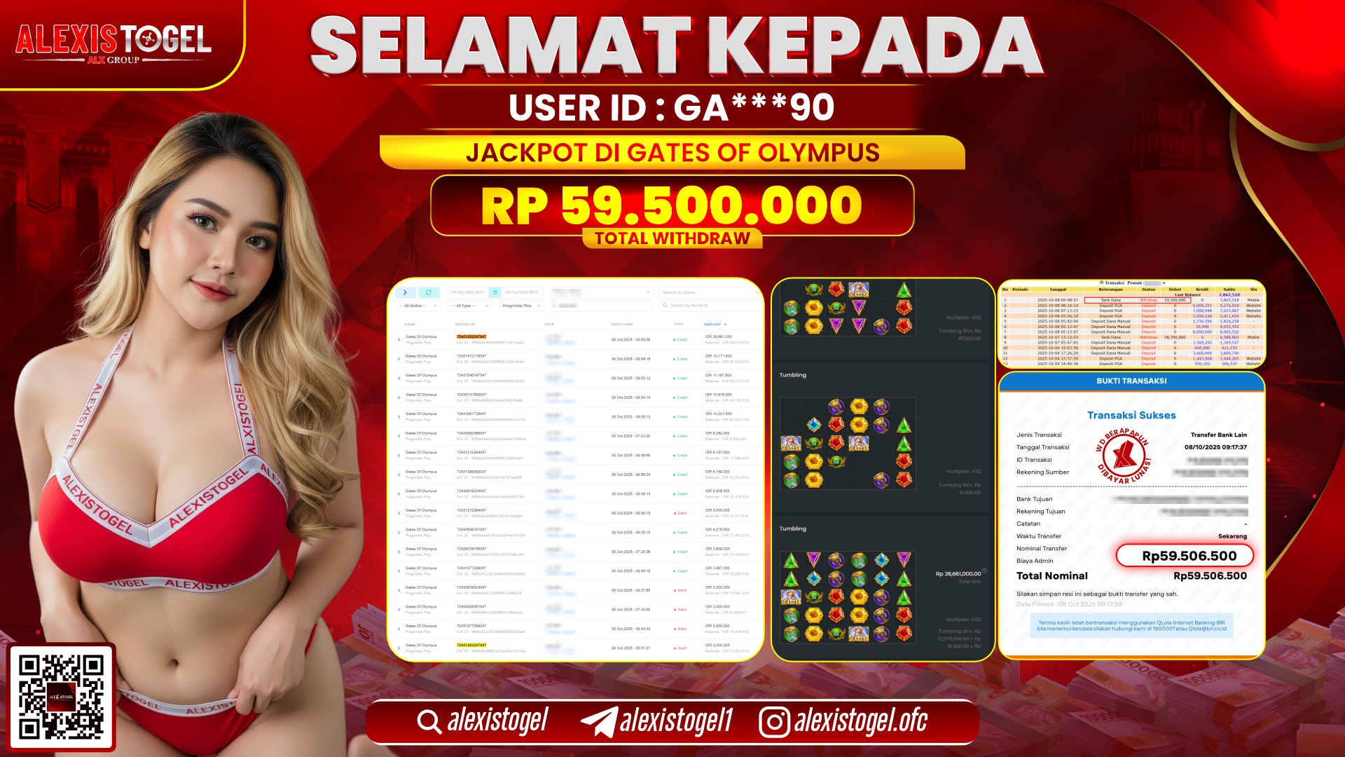 ALEXISTOGEL di SLOT GATES OF OLYMPUS RP.59.500.000, LUNAS