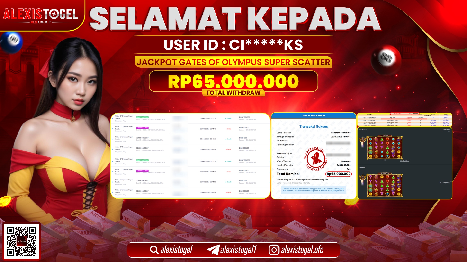 ALEXISTOGEL di SLOT GATES OF OLYMPUS SUPER SCATTER RP.65.000.000, LUNAS