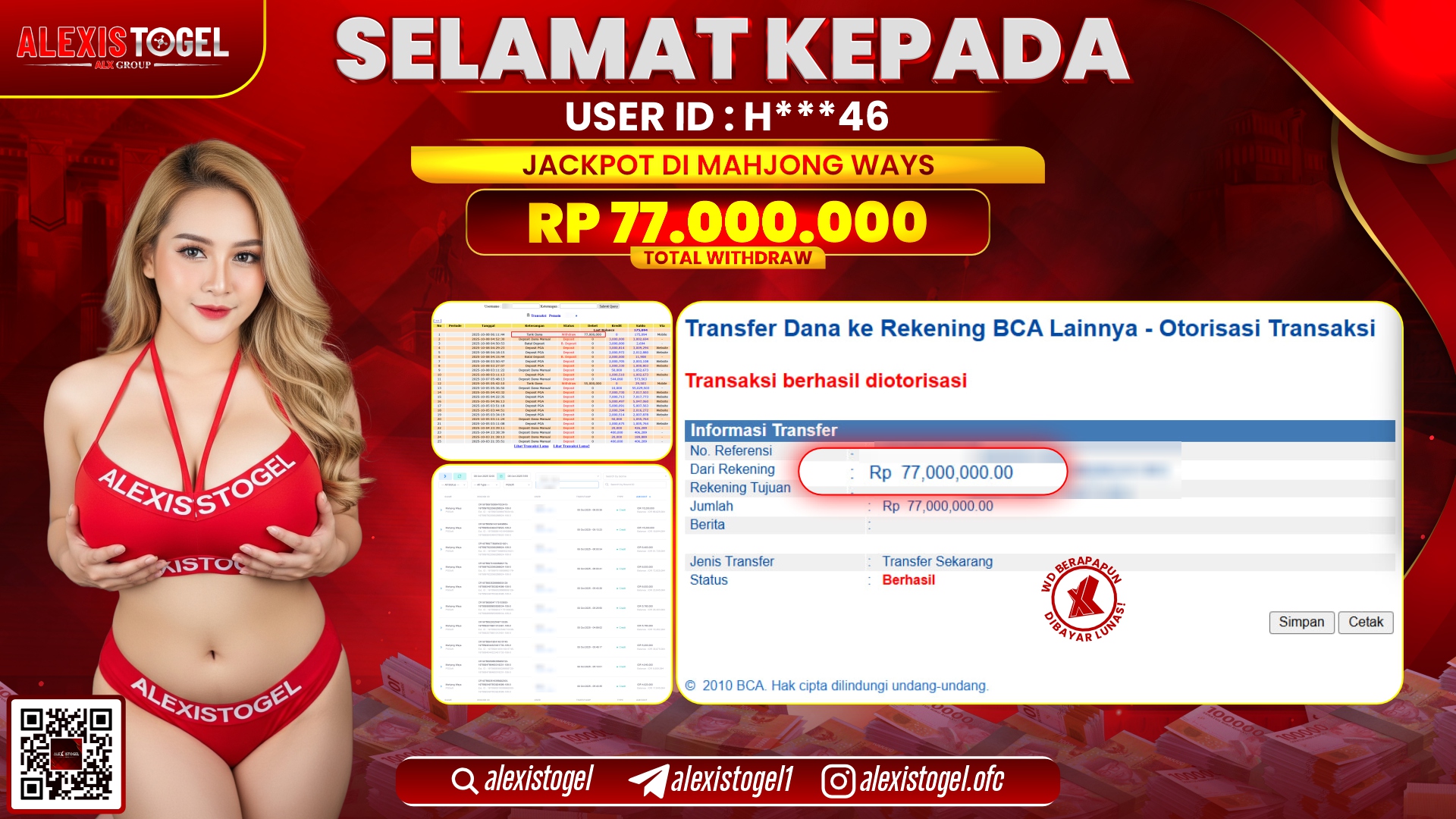 ALEXISTOGEL di SLOT MAHJONG WAYS RP.77.000.000, LUNAS