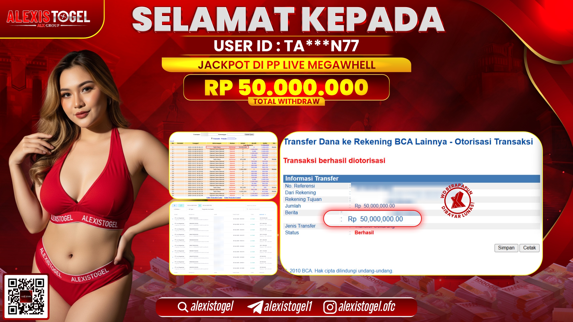 ALEXISTOGEL di PP LIVE MEGAWHELL RP.50.000.000, LUNAS