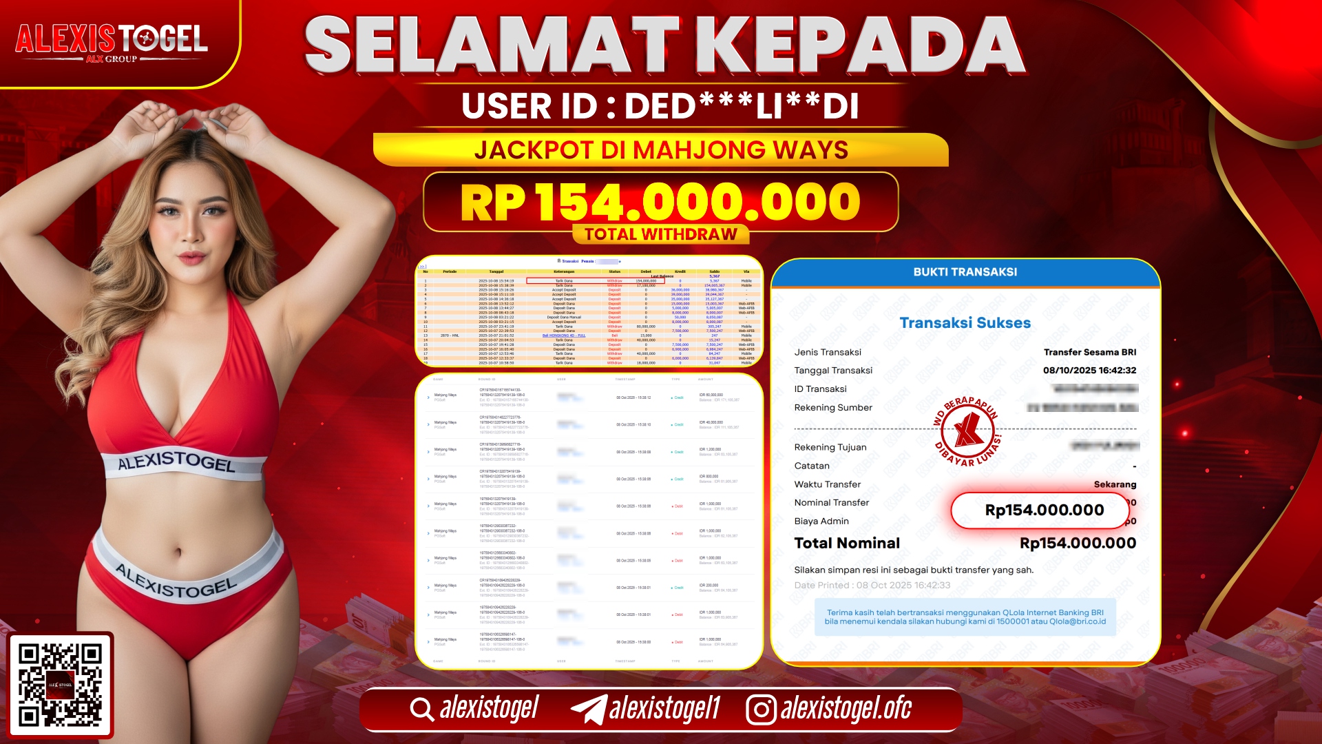 ALEXISTOGEL di SLOT MAHJONG WAYS RP.154.000.000, LUNAS
