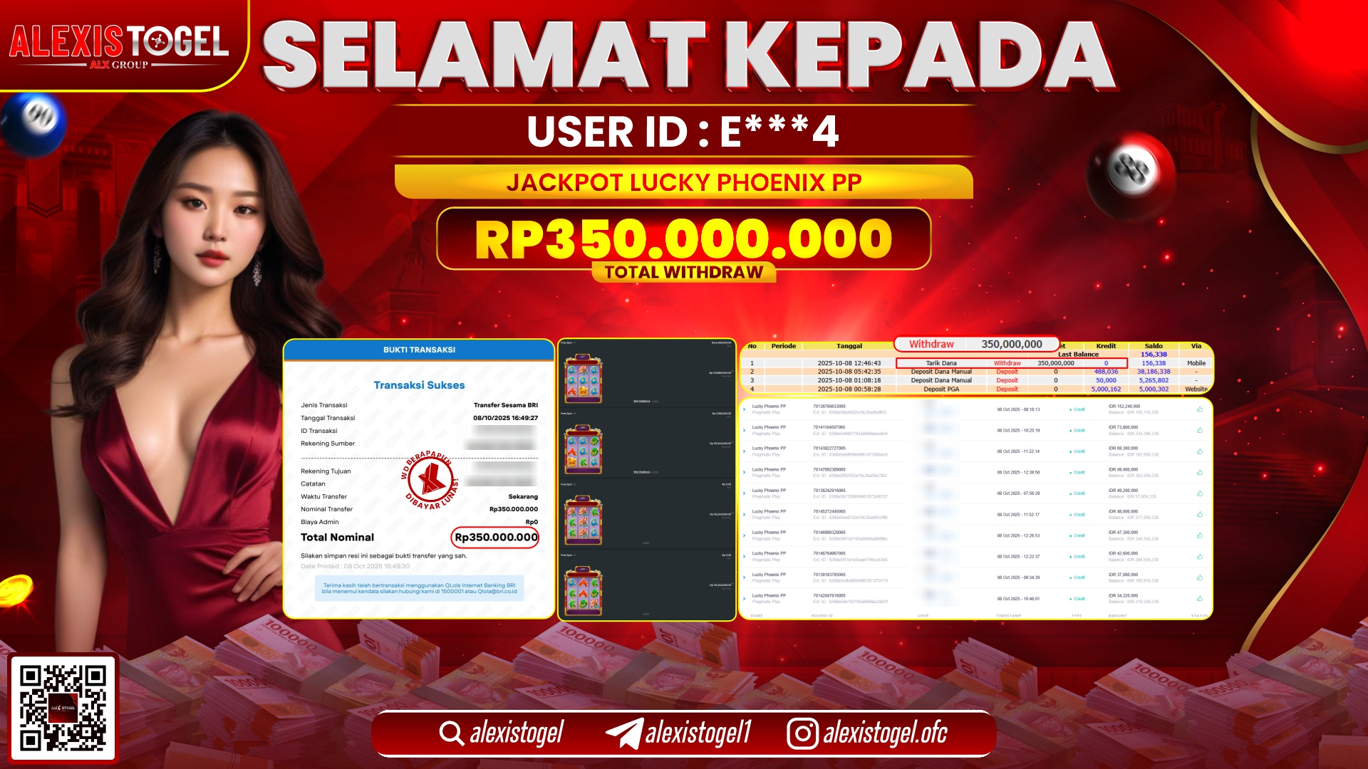 ALEXISTOGEL di LUCKY PHOENIX PP RP.350.000.000, LUNAS