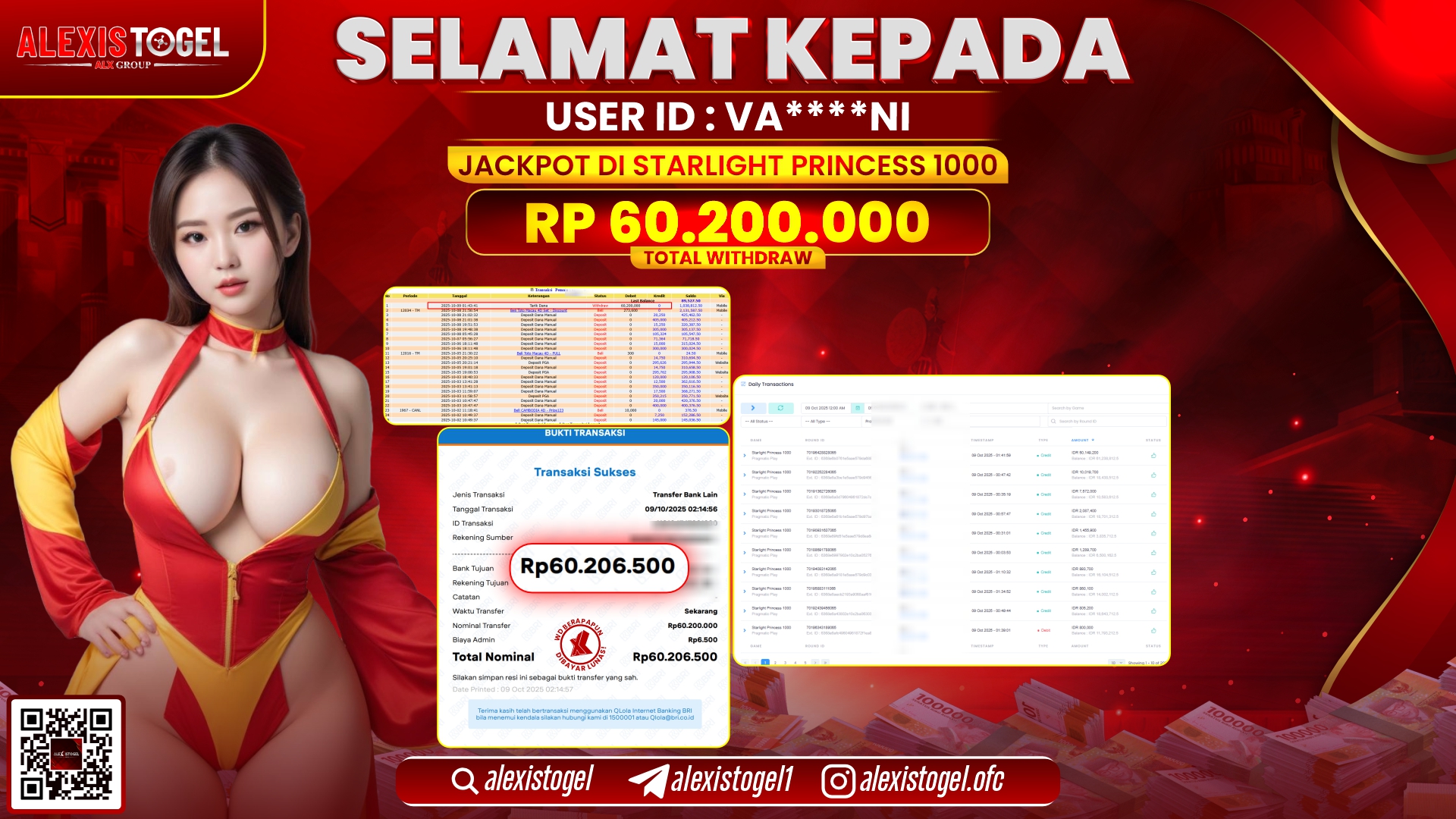 ALEXISTOGEL di SLOT STARLIGHT PRINCESS 1000 RP.60.200.000, LUNAS