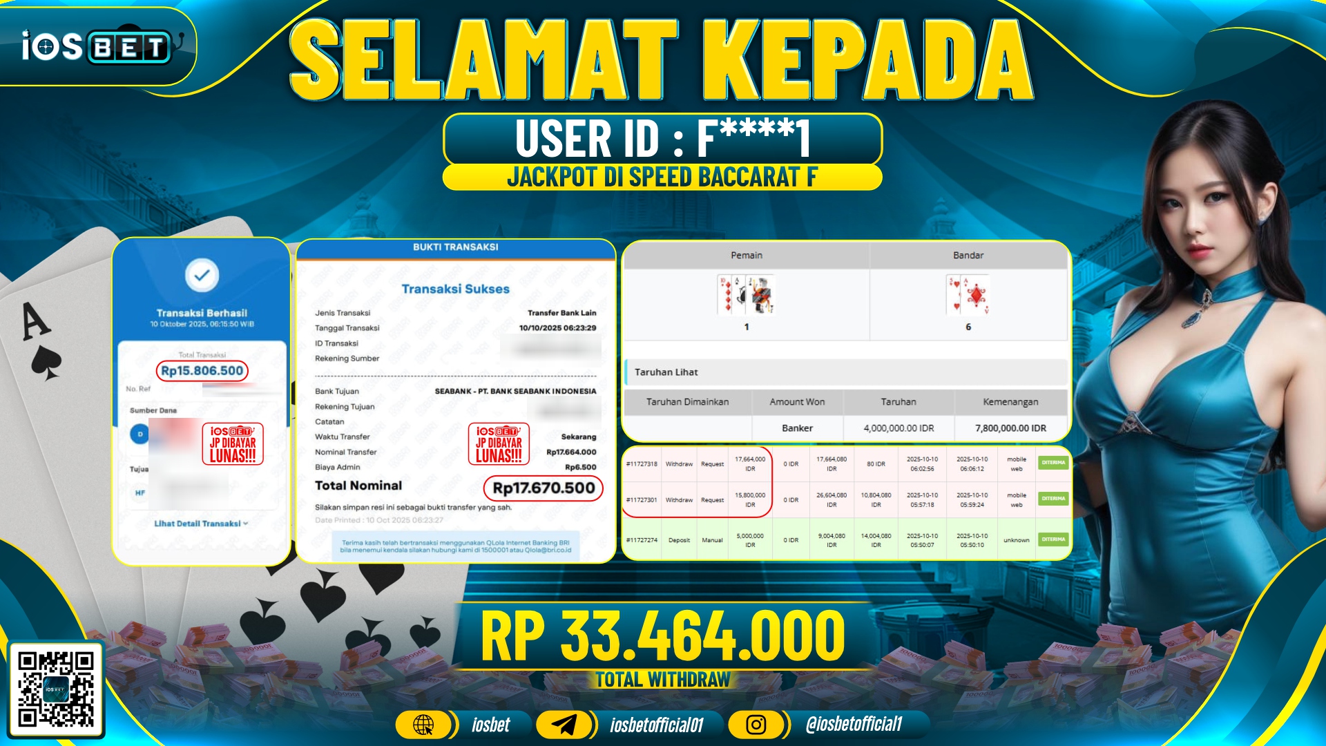 Bukti Pembayaran LUNAS LIVE GAME GACOR  Rp.33.464.000