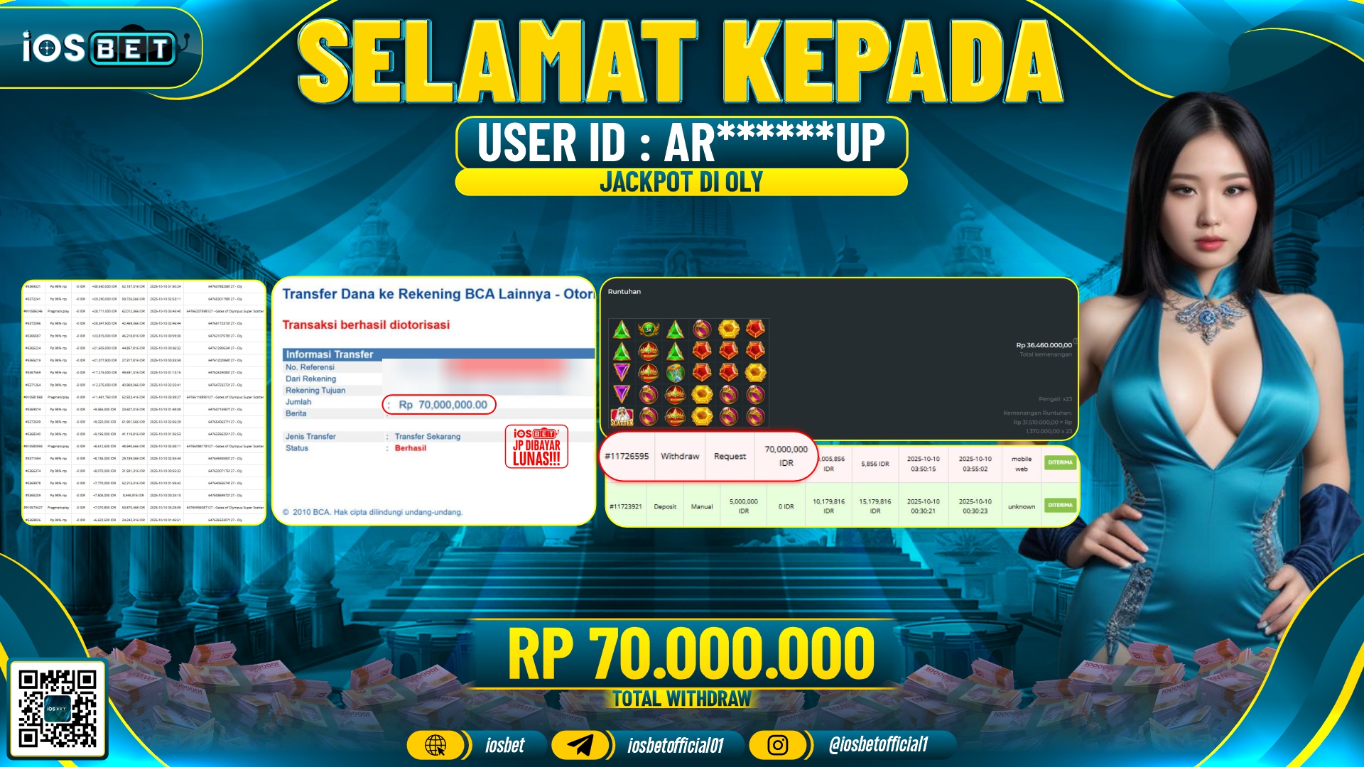 Bukti Pembayaran LUNAS SLOT GAME GACOR  Rp.70.000.000