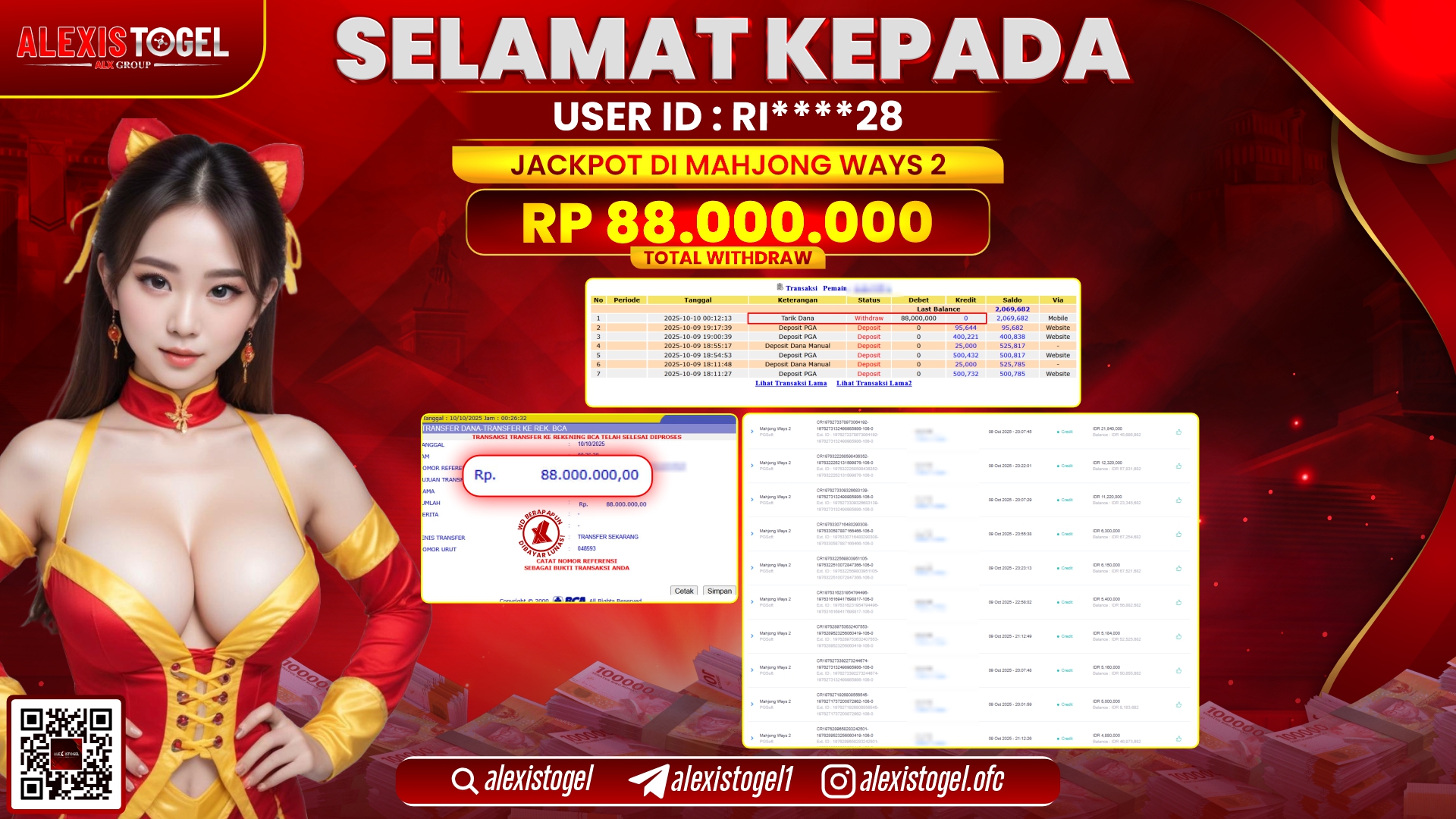 ALEXISTOGEL di SLOT MAHJONG WAYS 2 RP.88.000.000, LUNAS