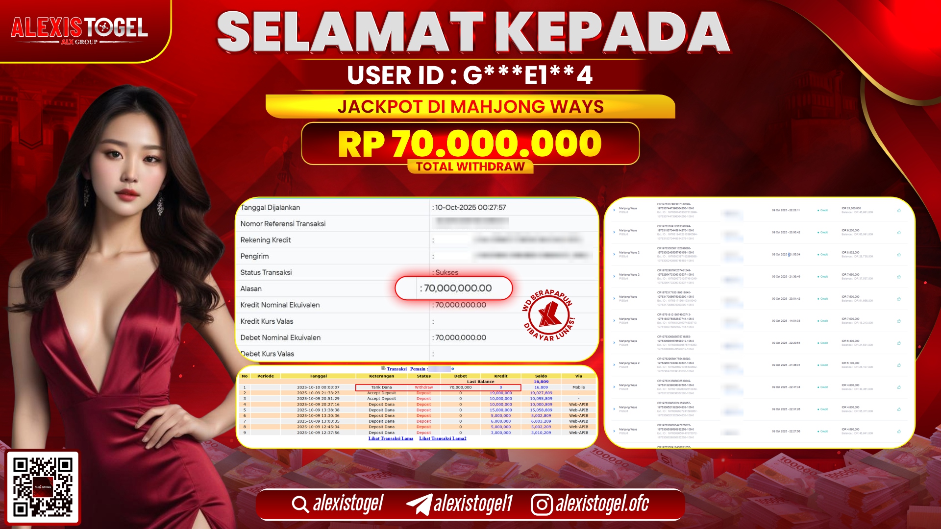 ALEXISTOGEL di SLOT MAHJONG WAYS RP.70.000.000, LUNAS