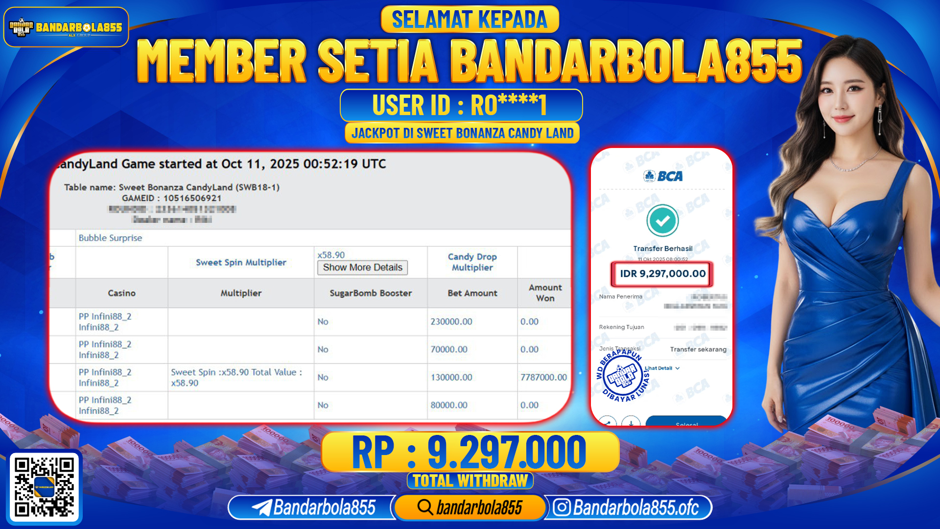 🎖 JACKPOT BANDARBOLA855 di SWEET BONANZA CANDYLAND Rp9.297.000🎖