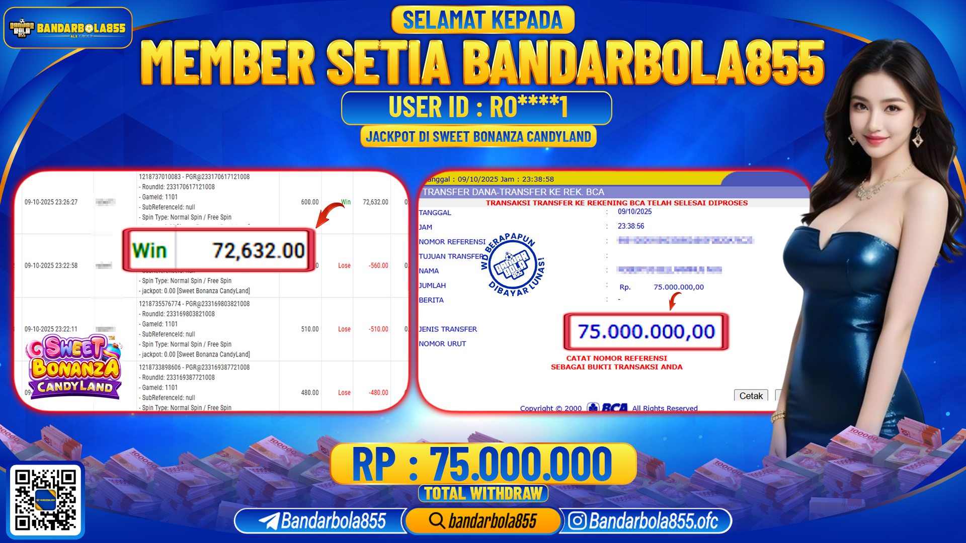 🎖 JACKPOT BANDARBOLA855 di SWEET BONANZA CANDYLAND Rp75.000.000 🎖
