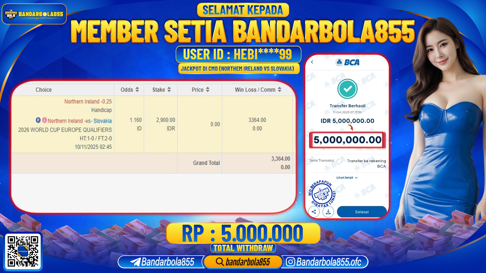🎖 JACKPOT BANDARBOLA855 di CMD (NORTHEM IRELAND VS SLOVAKIA) Rp5.000.000🎖