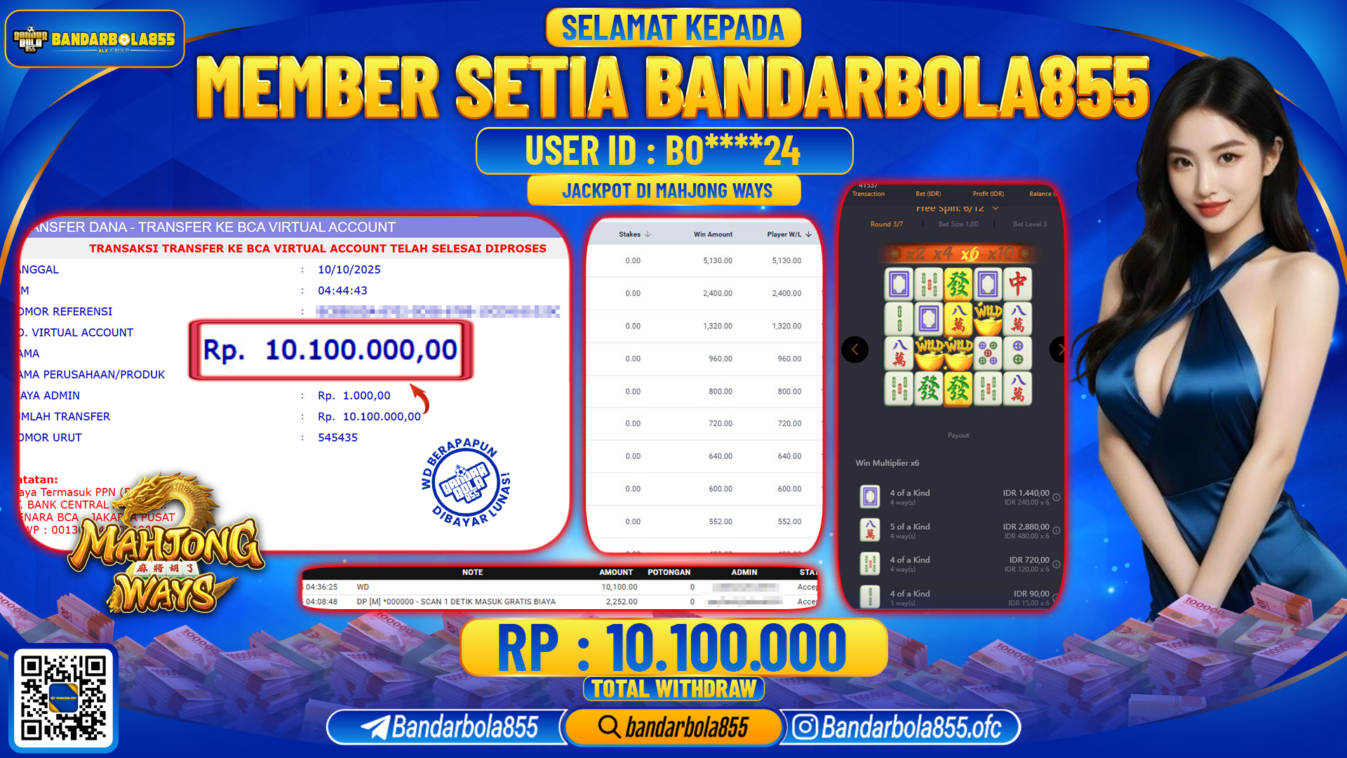 🎖 JACKPOT BANDARBOLA855 di MAHJONG WAYS Rp10.100.000 🎖