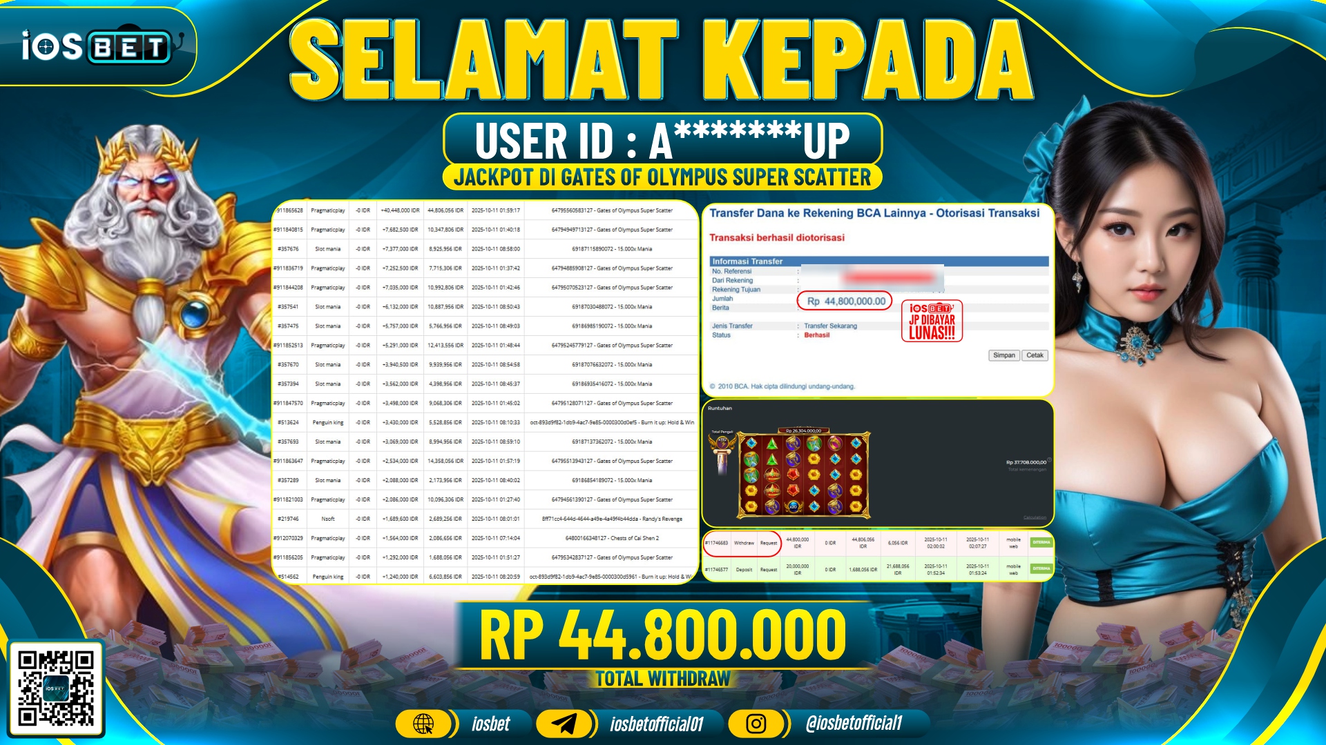 Bukti Pembayaran LUNAS SLOT GAME GACOR  Rp.44.800.000