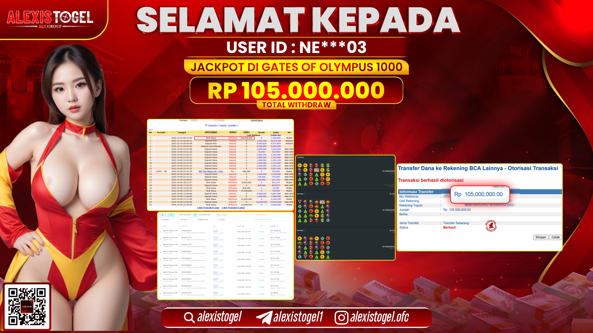 ALEXISTOGEL di SLOT GATES OF OLYMPUS 1000 RP.105.000.000, LUNAS