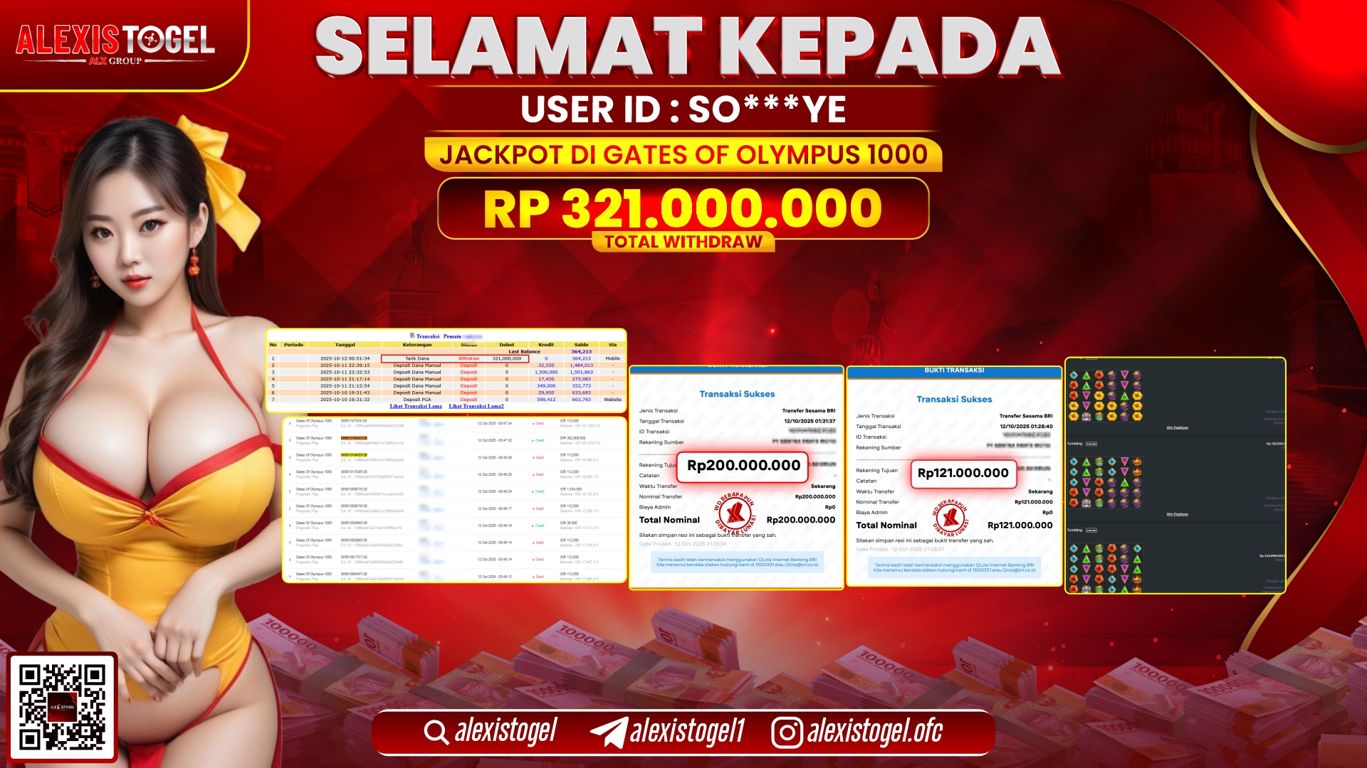 ALEXISTOGEL di SLOT GATES OF OLYMPUS 1000  RP.321.000.000, LUNAS