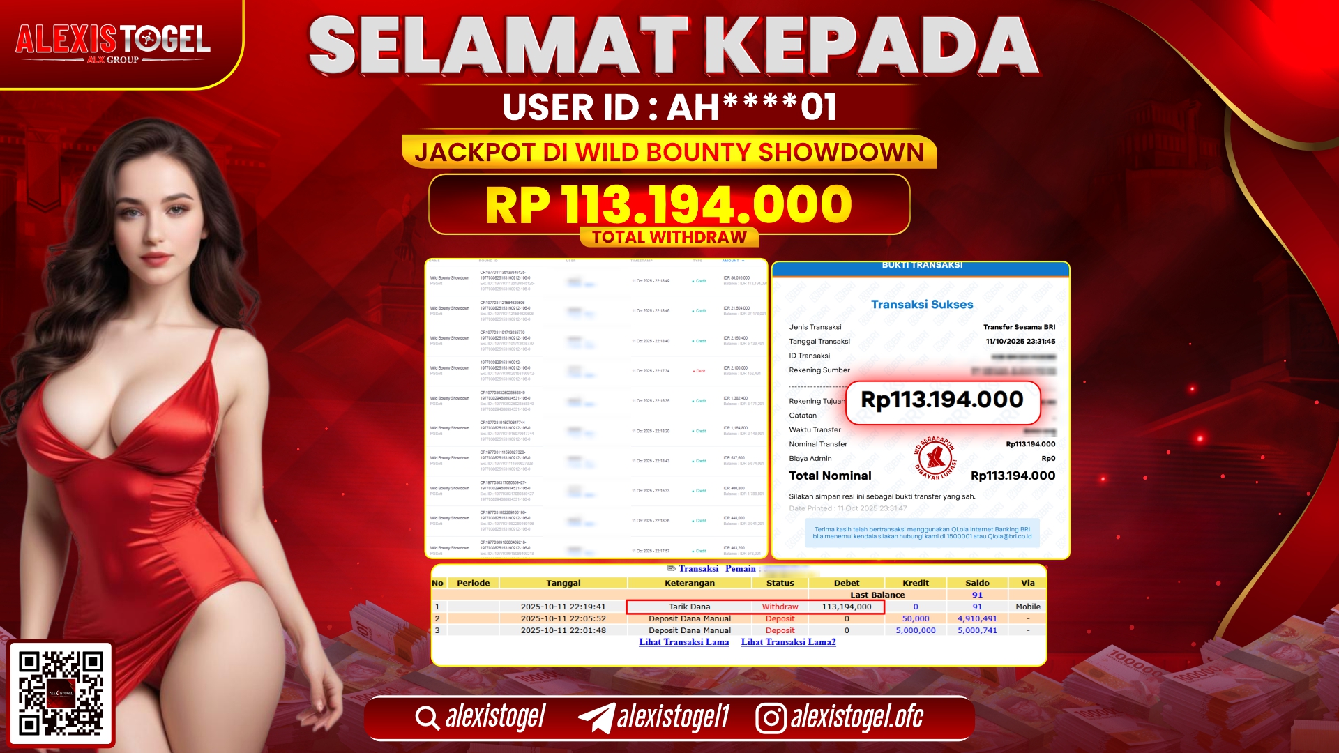 ALEXISTOGEL di SLOT WILD BOUNTY SHOWDOWN  RP.113.194.000, LUNAS