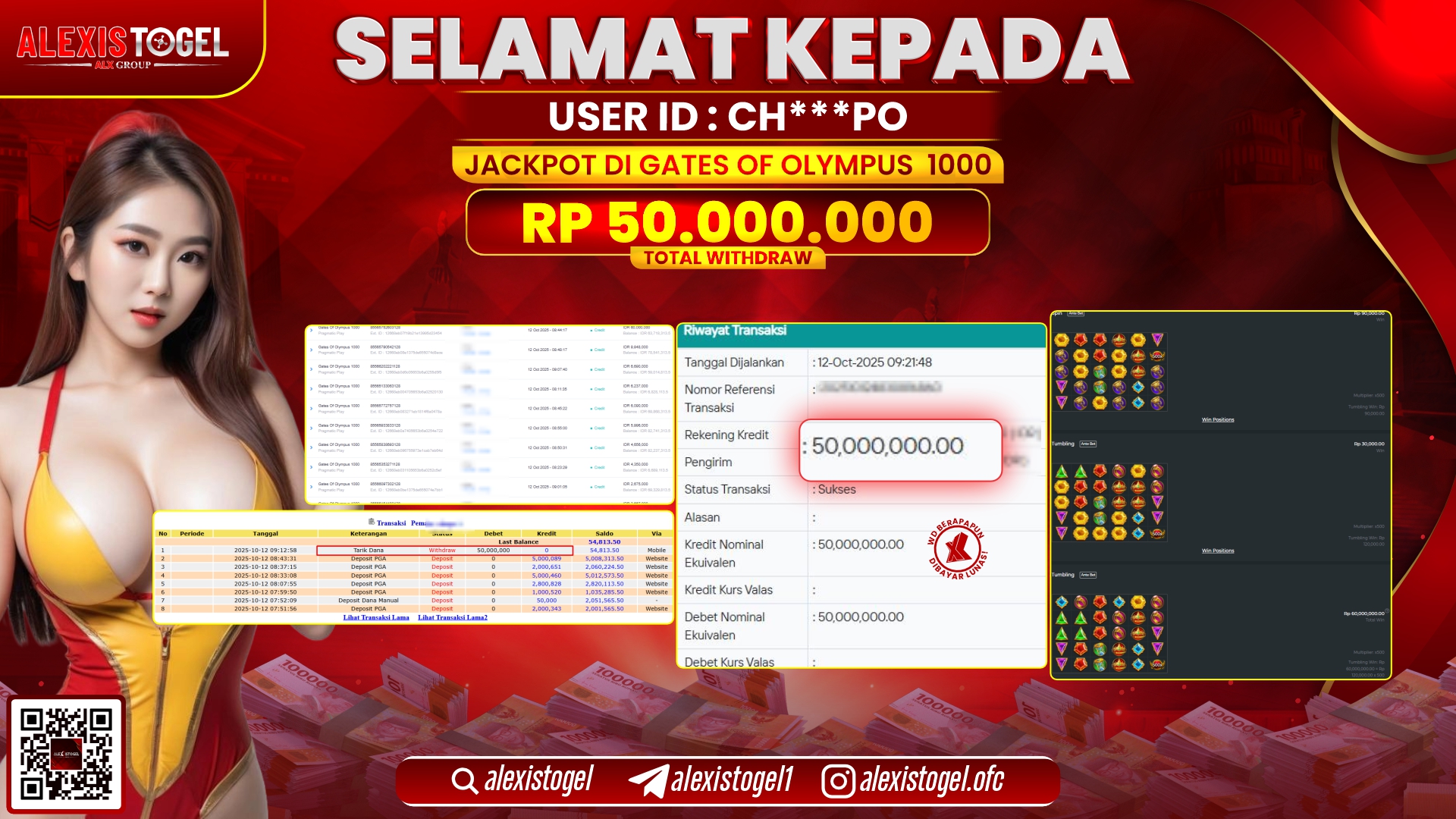 ALEXISTOGEL di SLOT GATES OF OLYMPUS 1000 RP.50.000.000, LUNAS