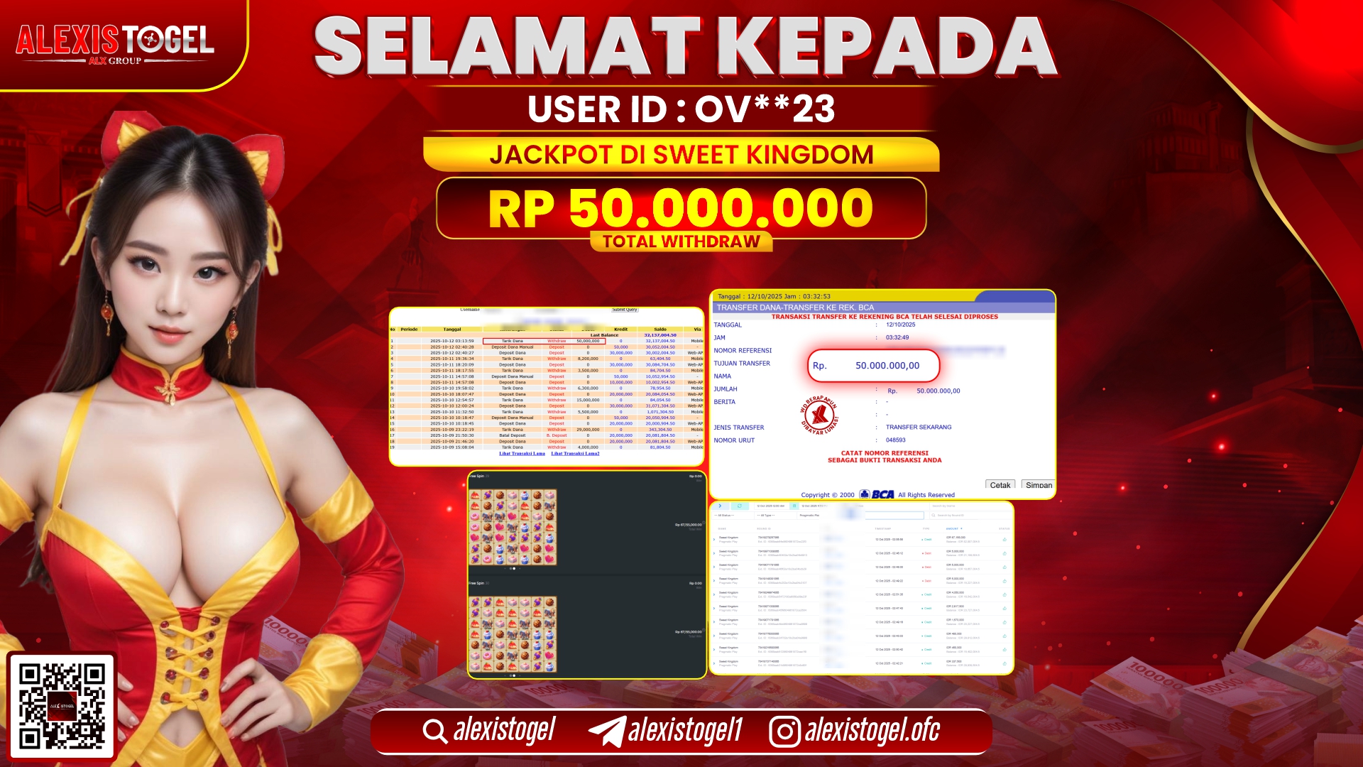 ALEXISTOGEL di SLOT SWEET KINGDOM RP.50.000.000, LUNAS