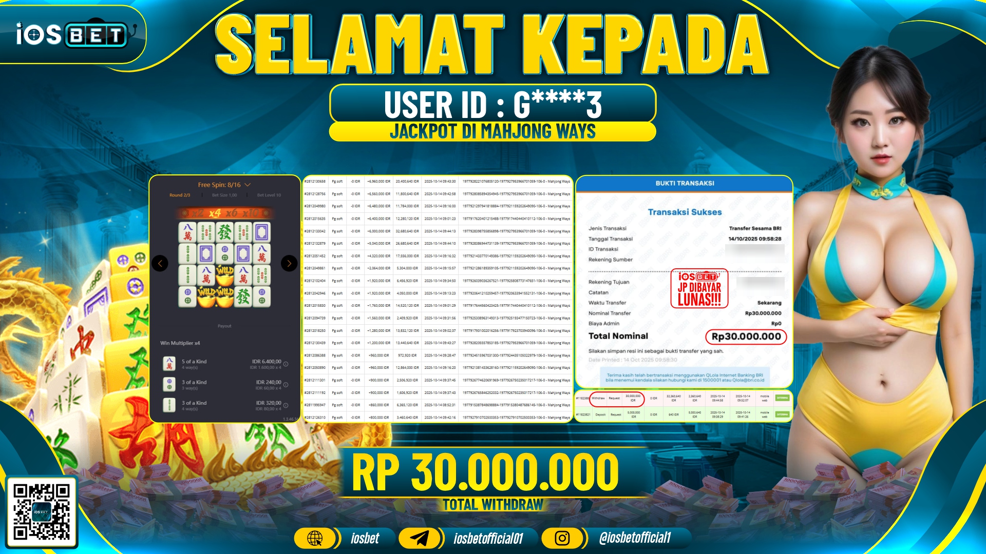 Bukti Pembayaran LUNAS SLOT GAME GACOR  Rp.30.000.000