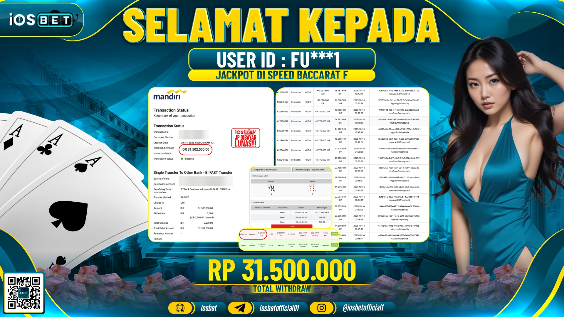 Bukti Pembayaran LUNAS LIVE GAME GACOR  Rp.31.500.000