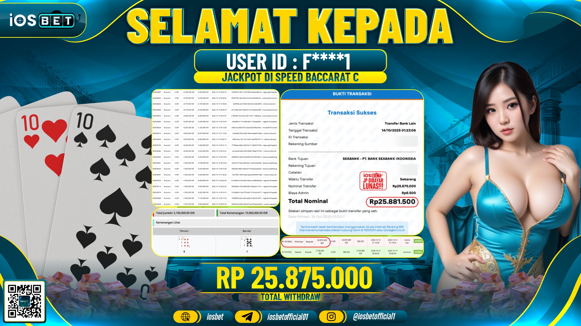 Bukti Pembayaran LUNAS LIVE GAME GACOR  Rp.25.875.000