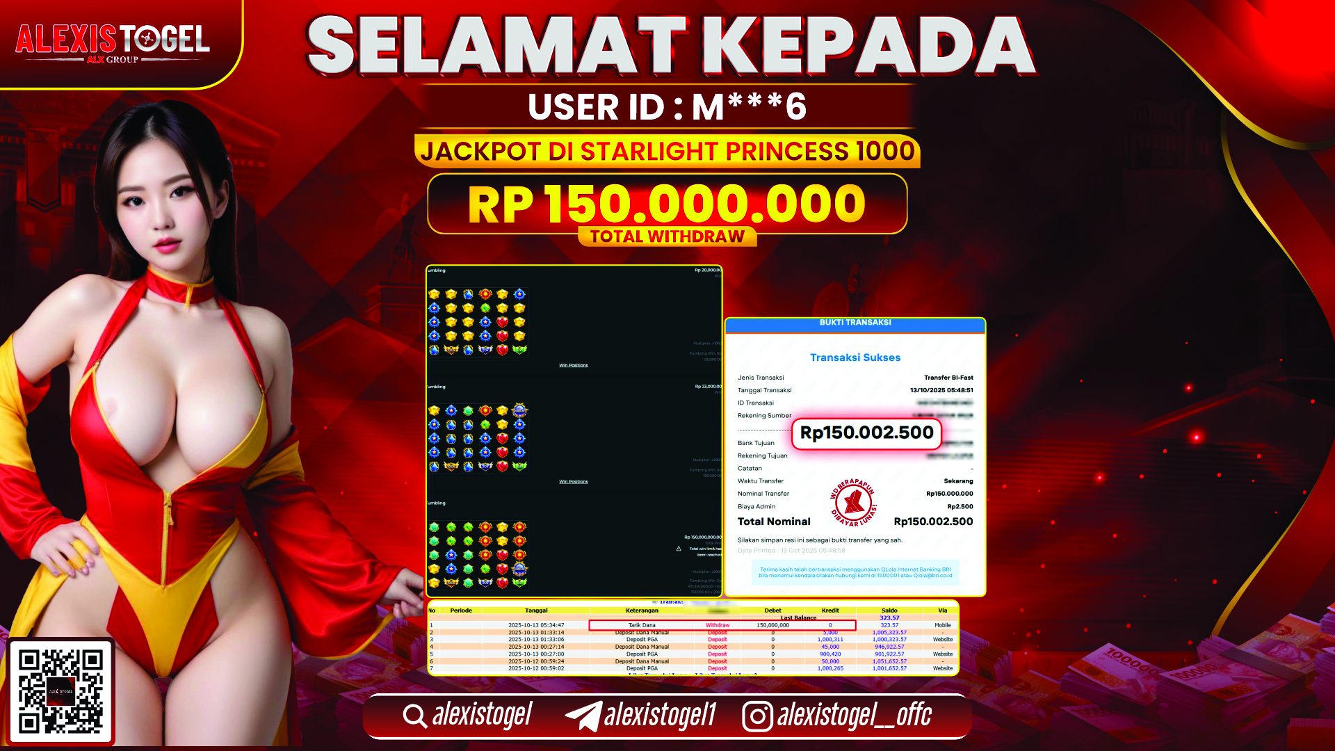 ALEXISTOGEL di SLOT STARLIGHT PRINCESS 1000 RP.150.000.000, LUNAS