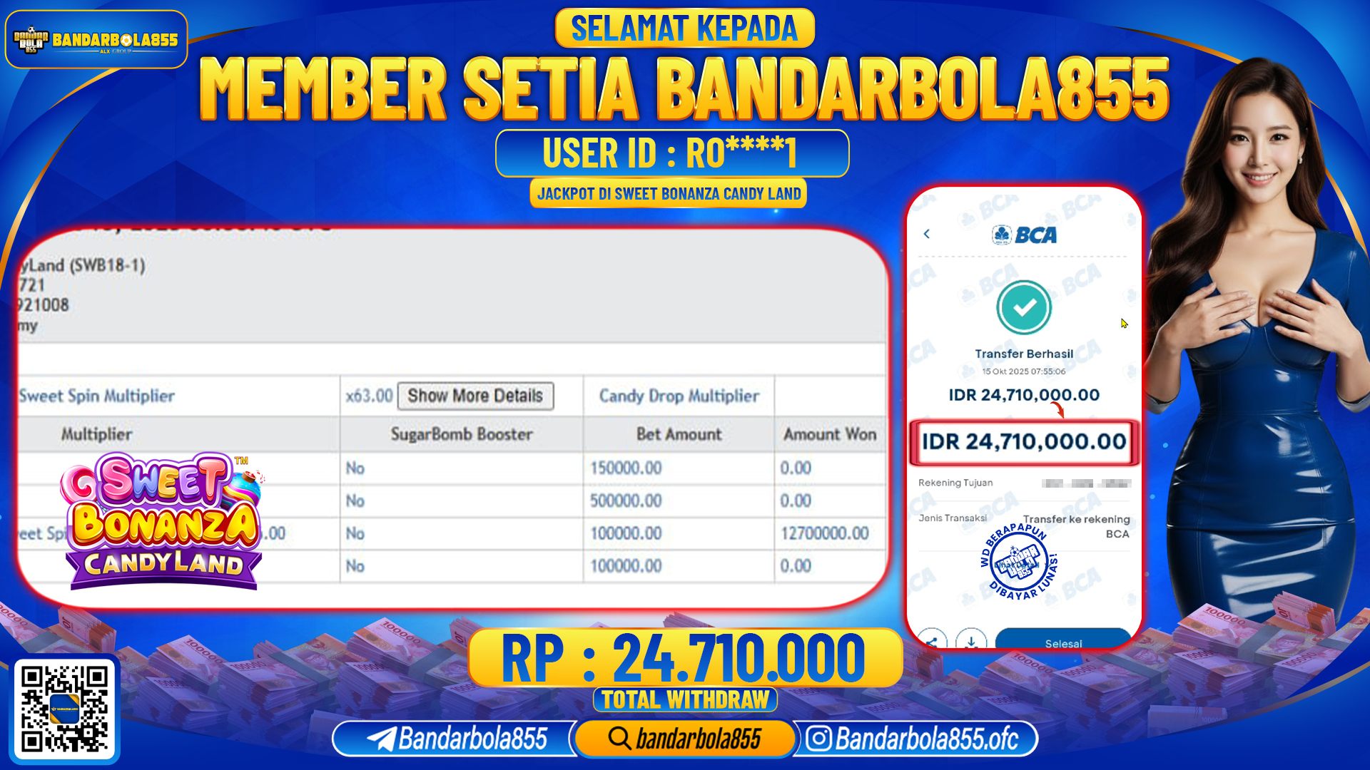 🎖 JACKPOT BANDARBOLA855 di SWEET BONANZA CANDYLAND Rp24.710.000🎖